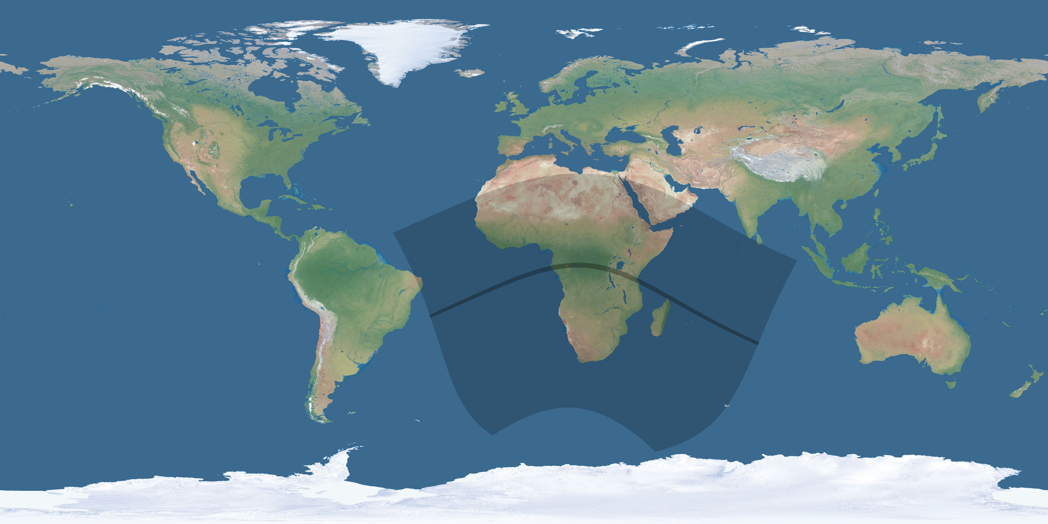 Map of the umbra and penumbra path of the solar eclipse of 06/20/2346