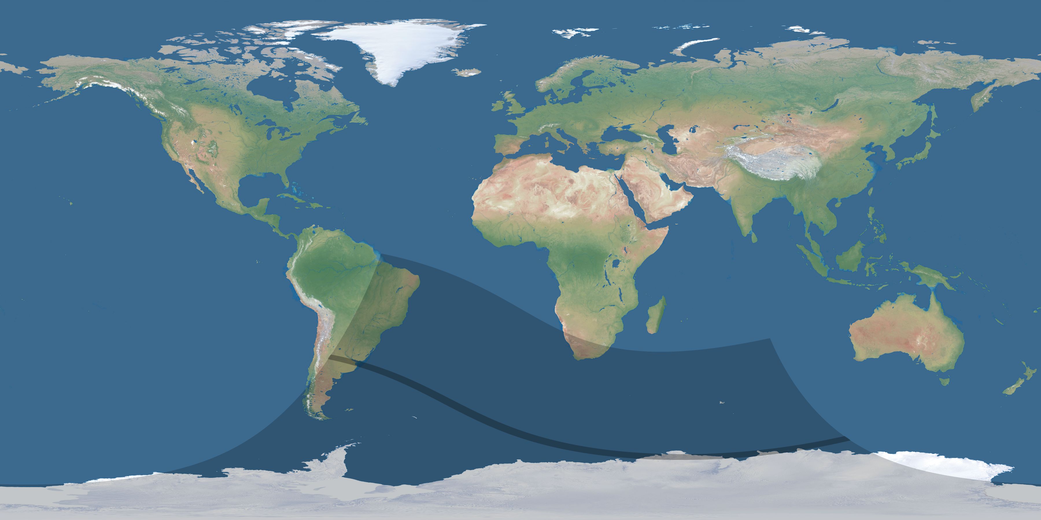 Map of the umbra and penumbra path of the solar eclipse of 10/23/2348