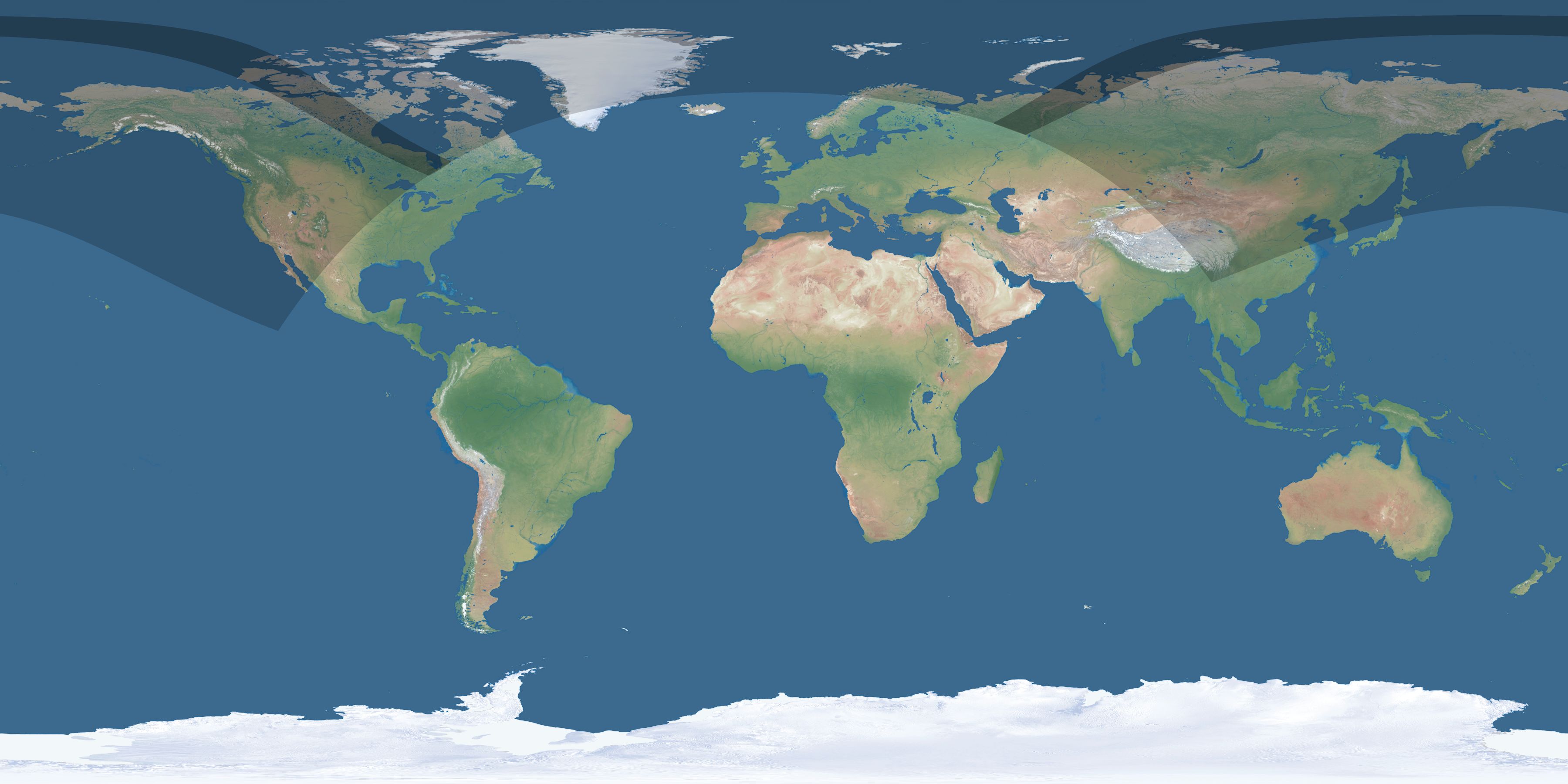 Map of the umbra and penumbra path of the solar eclipse of 07/21/2354