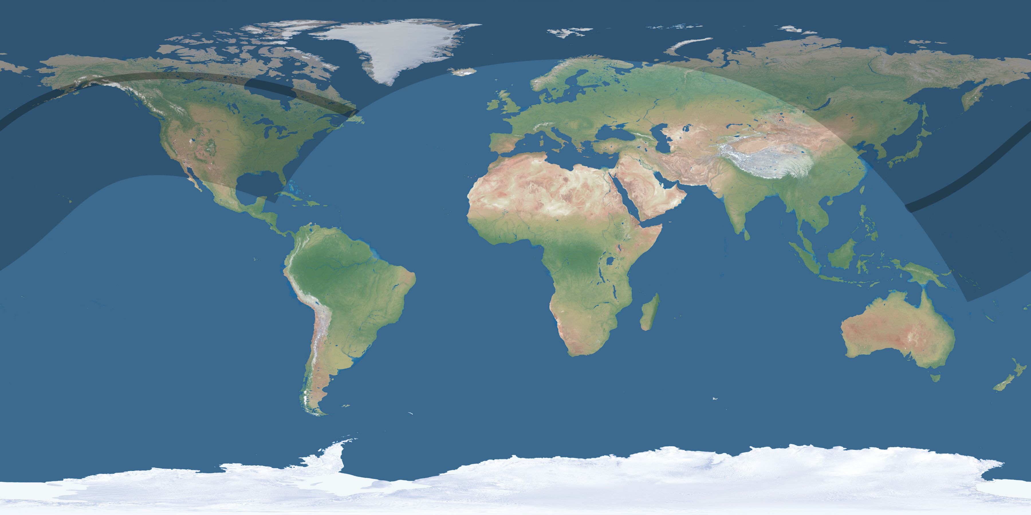 Map of the umbra and penumbra path of the solar eclipse of 05/20/2357