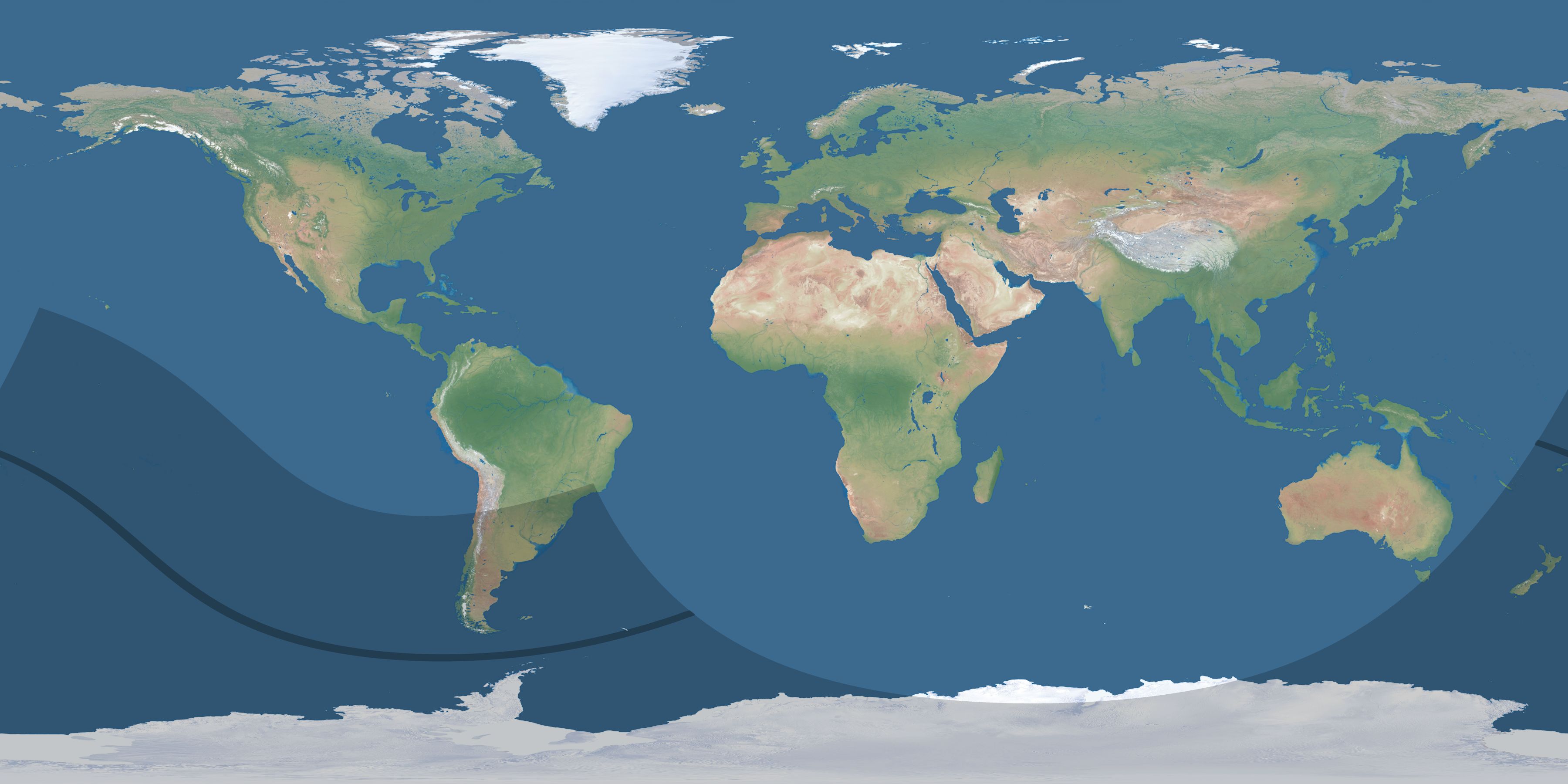 Map of the umbra and penumbra path of the solar eclipse of 11/12/2357