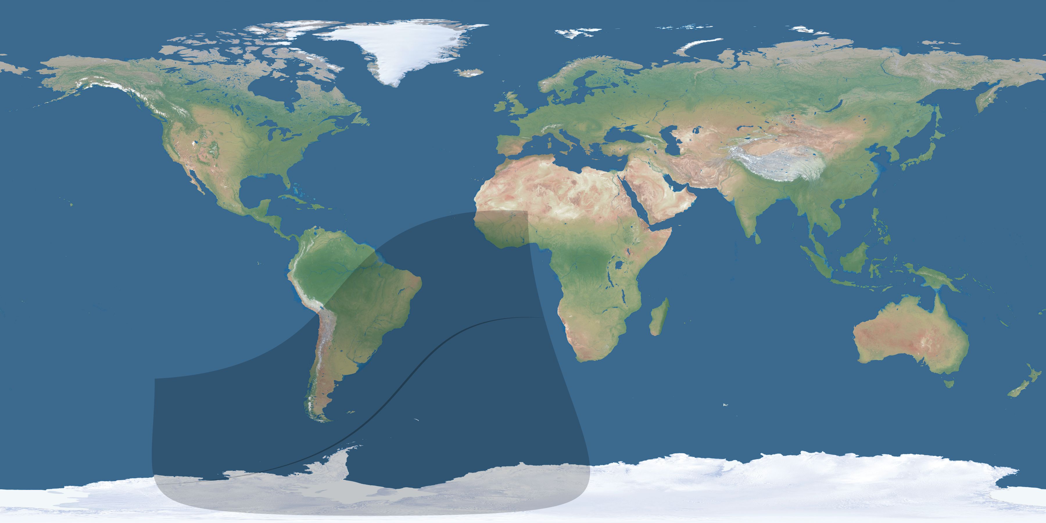 Map of the umbra and penumbra path of the solar eclipse of 03/29/2359