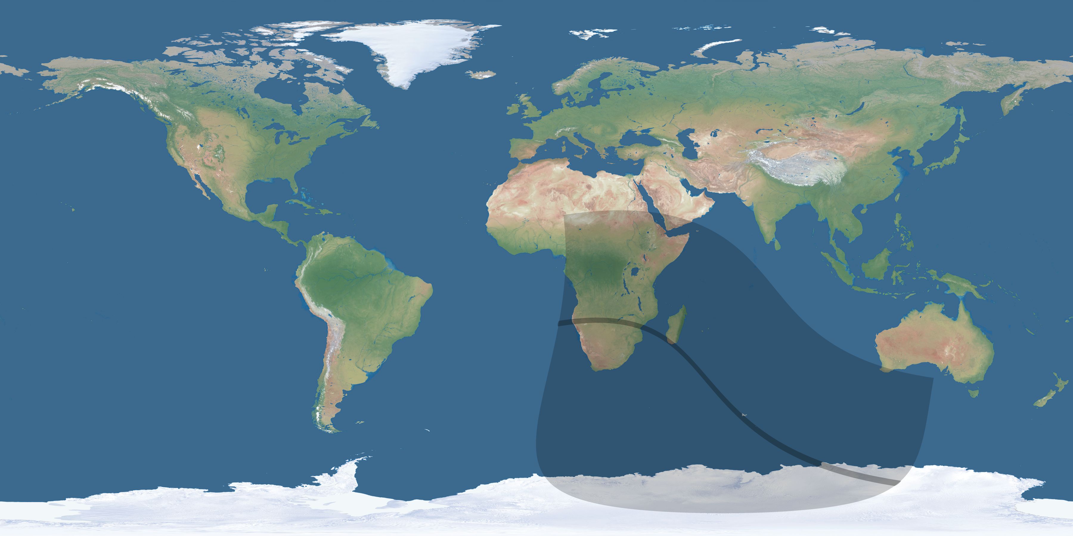 Map of the umbra and penumbra path of the solar eclipse of 08/31/2361