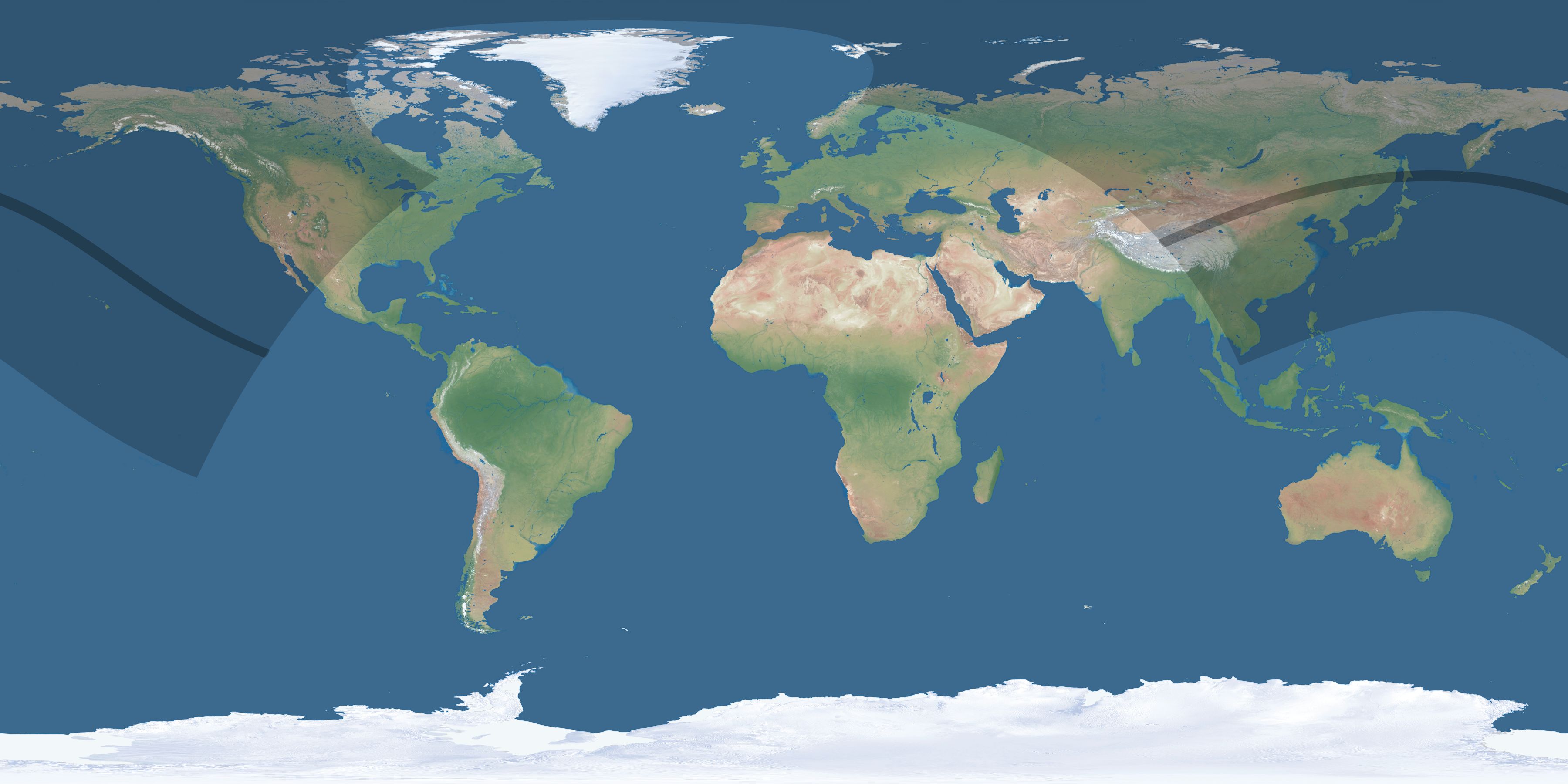 Map of the umbra and penumbra path of the solar eclipse of 07/12/2363