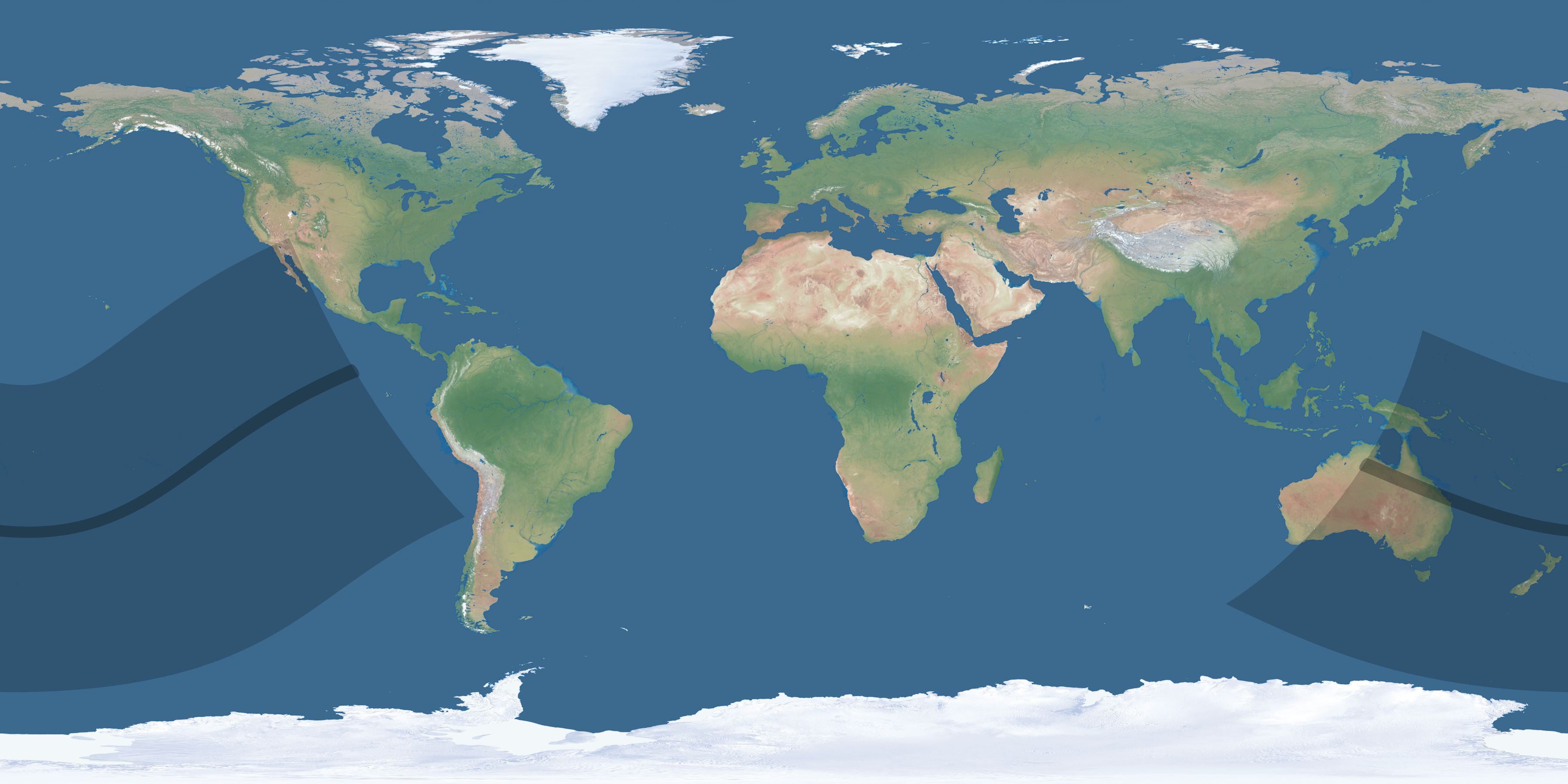 Map of the umbra and penumbra path of the solar eclipse of 01/05/2364