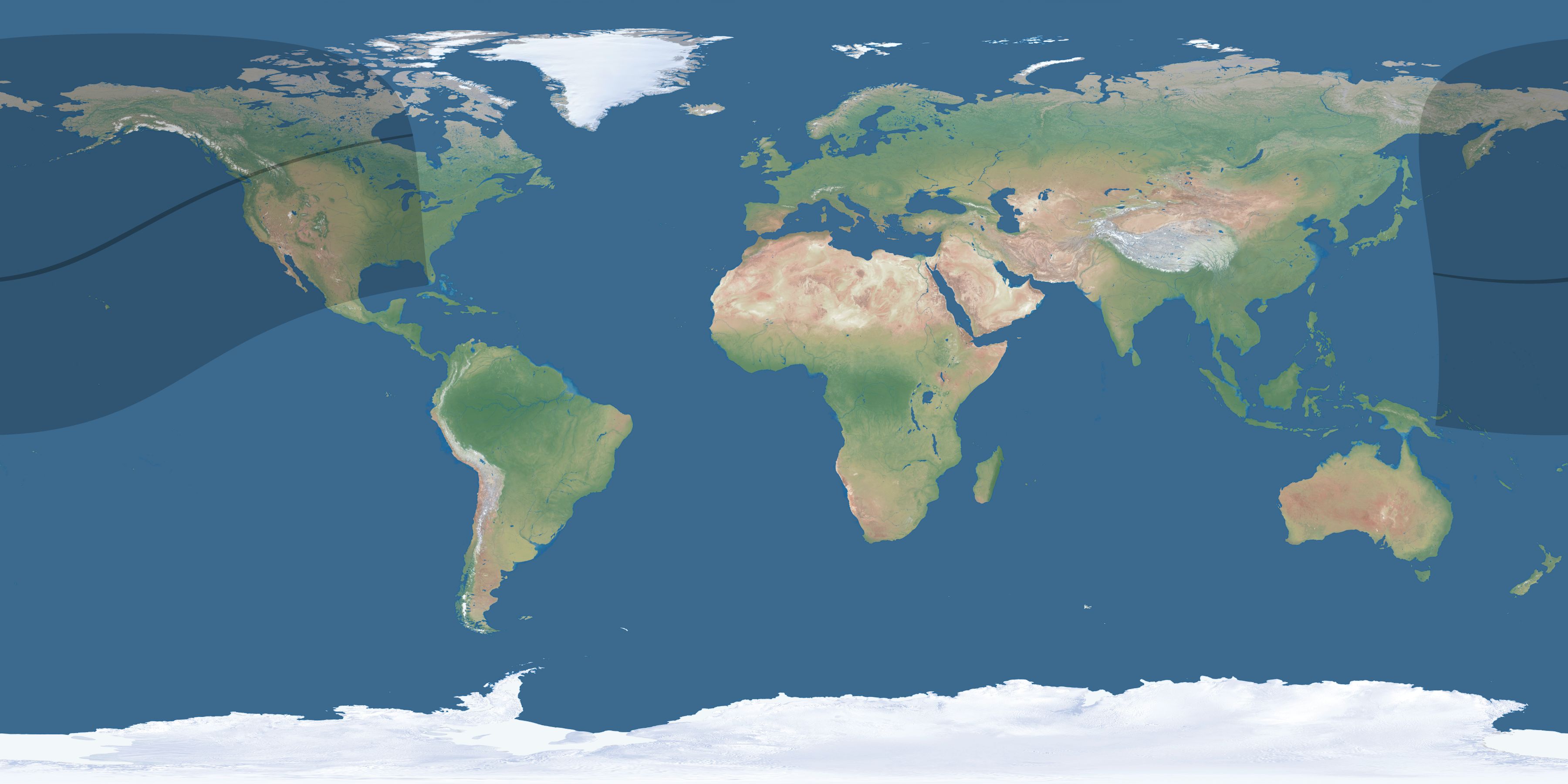 Map of the umbra and penumbra path of the solar eclipse of 02/27/2370