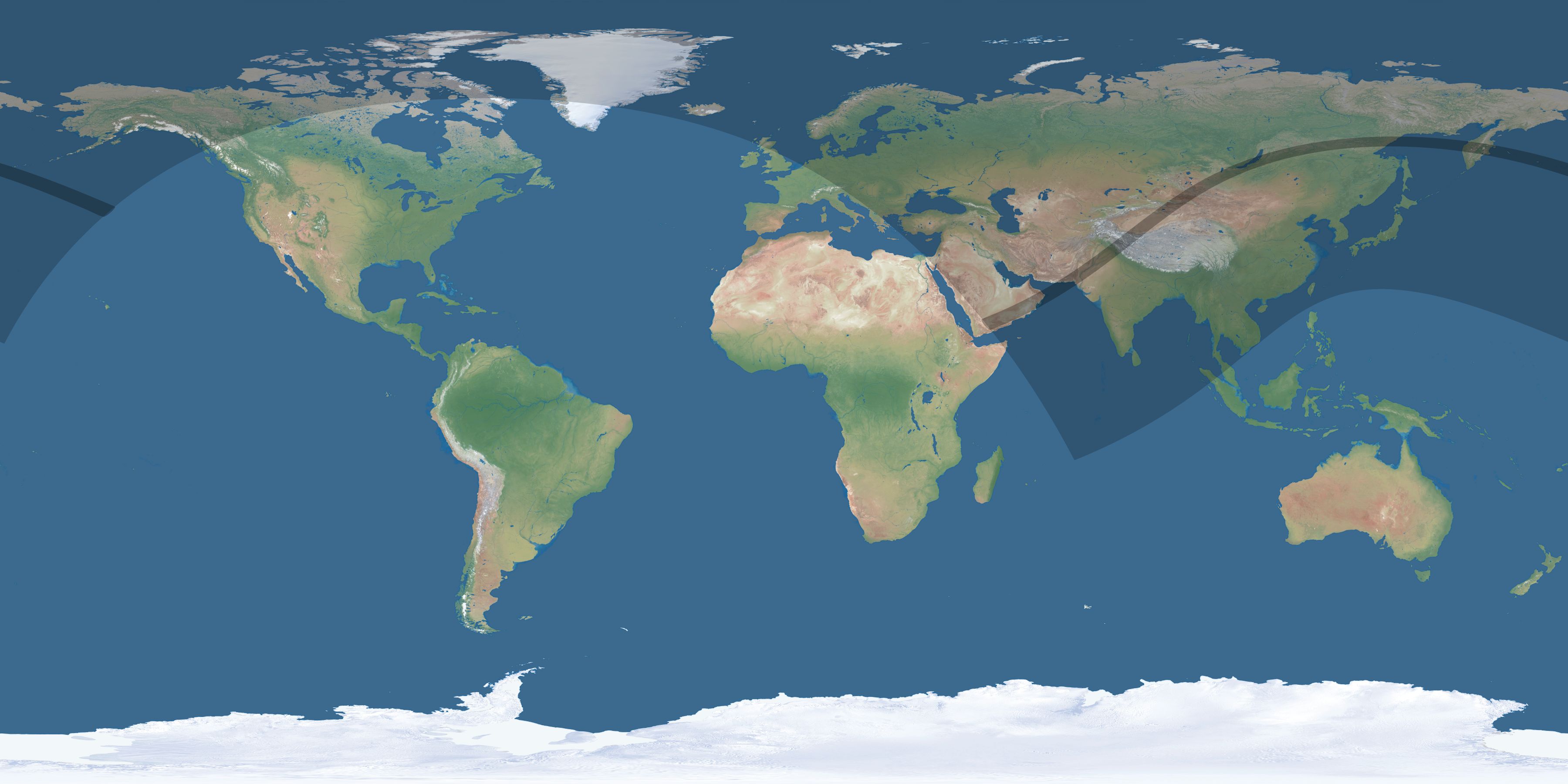 Map of the umbra and penumbra path of the solar eclipse of 05/31/2375