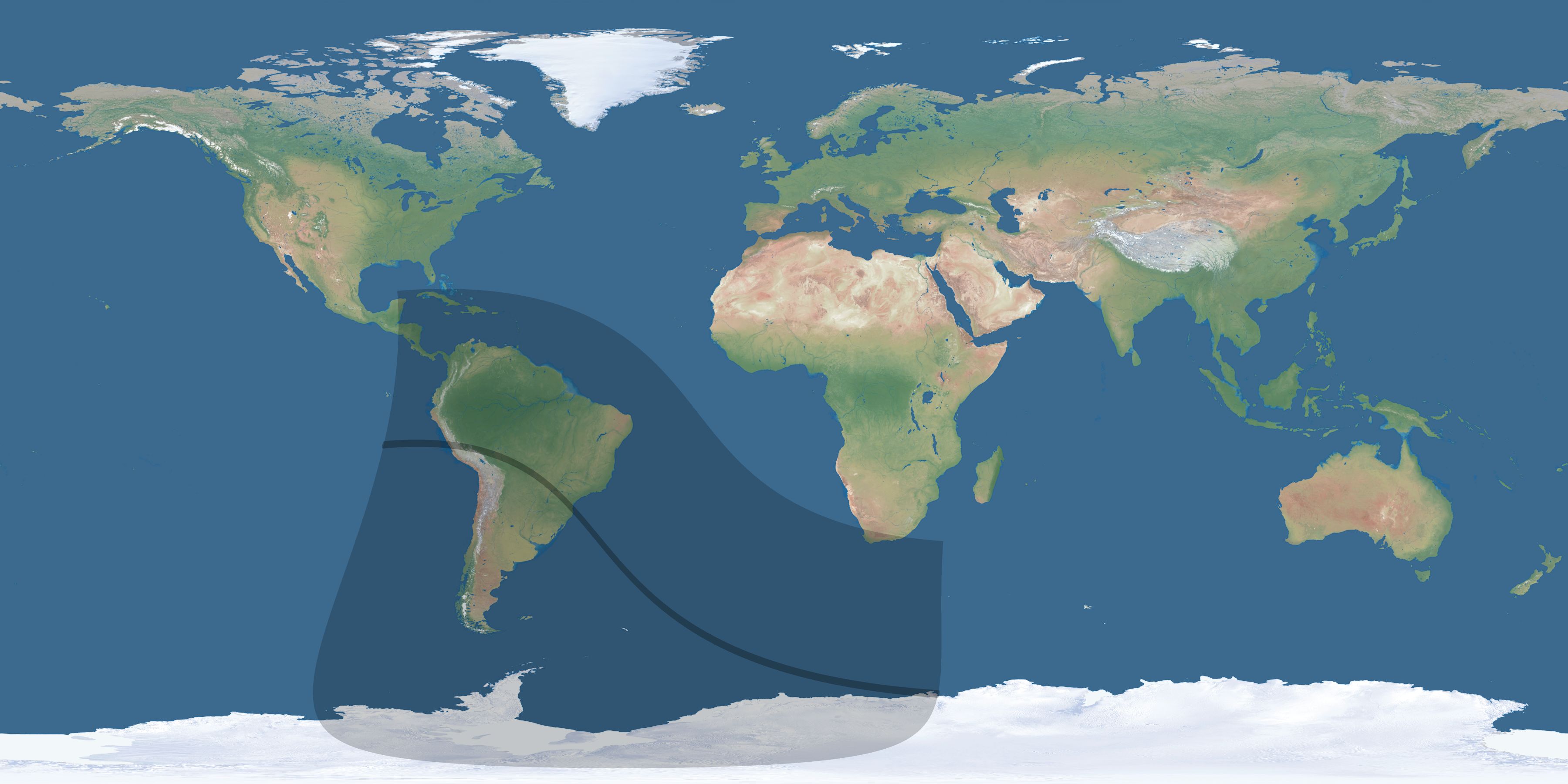 Map of the umbra and penumbra path of the solar eclipse of 09/11/2379