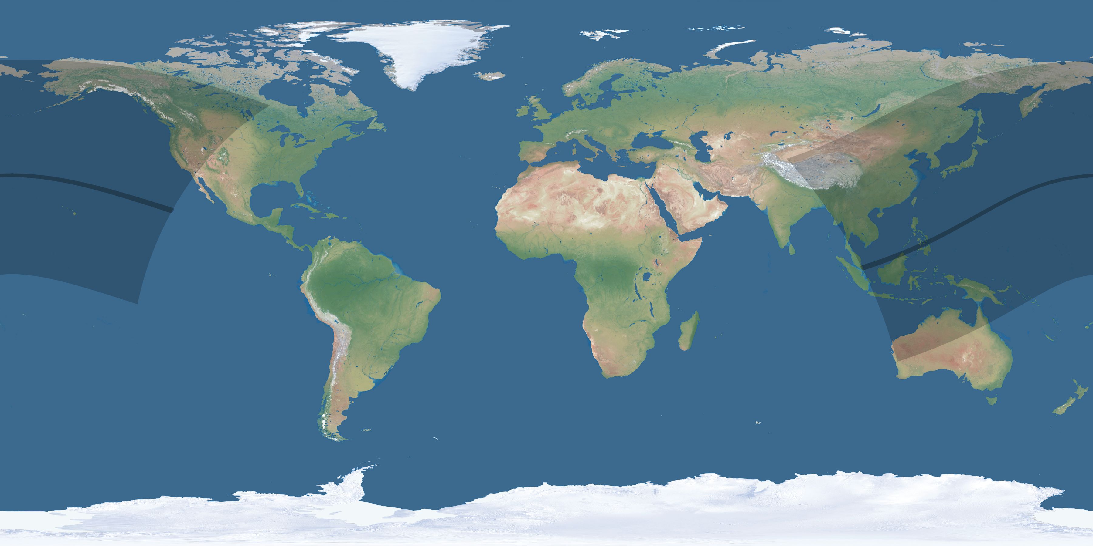 Map of the umbra and penumbra path of the solar eclipse of 05/10/2385
