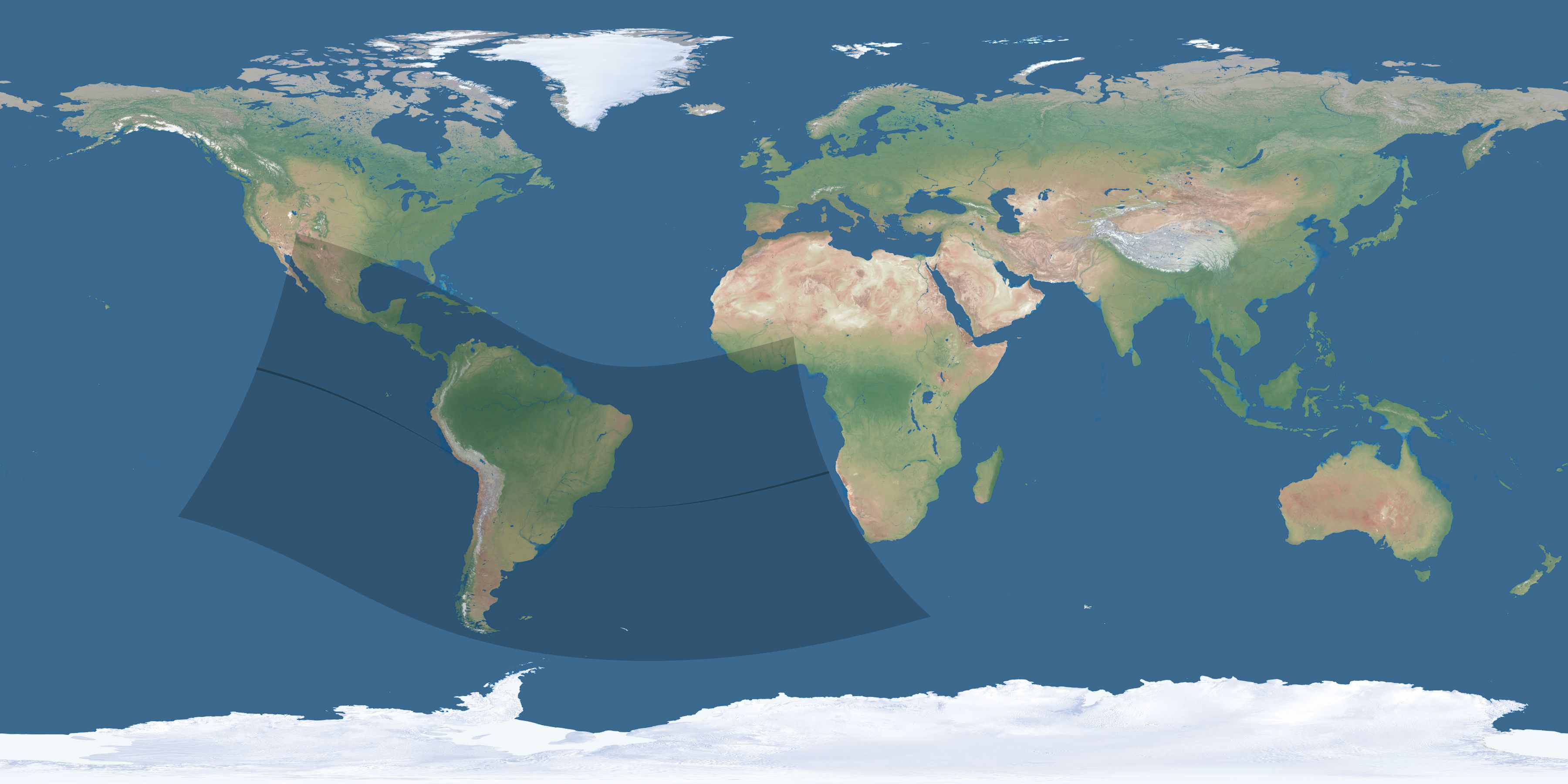 Map of the umbra and penumbra path of the solar eclipse of 11/03/2385