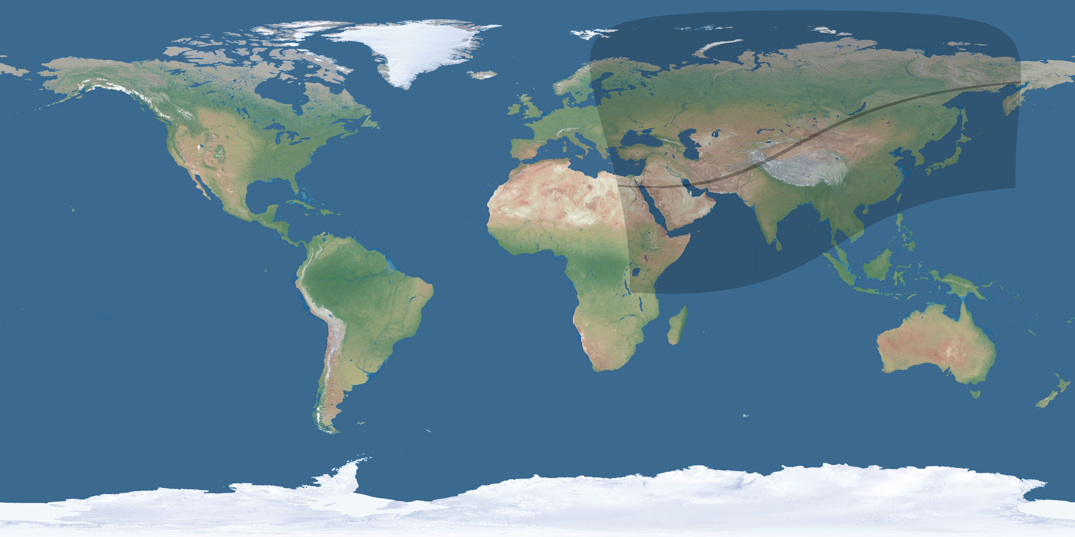 Map of the umbra and penumbra path of the solar eclipse of 03/09/2388