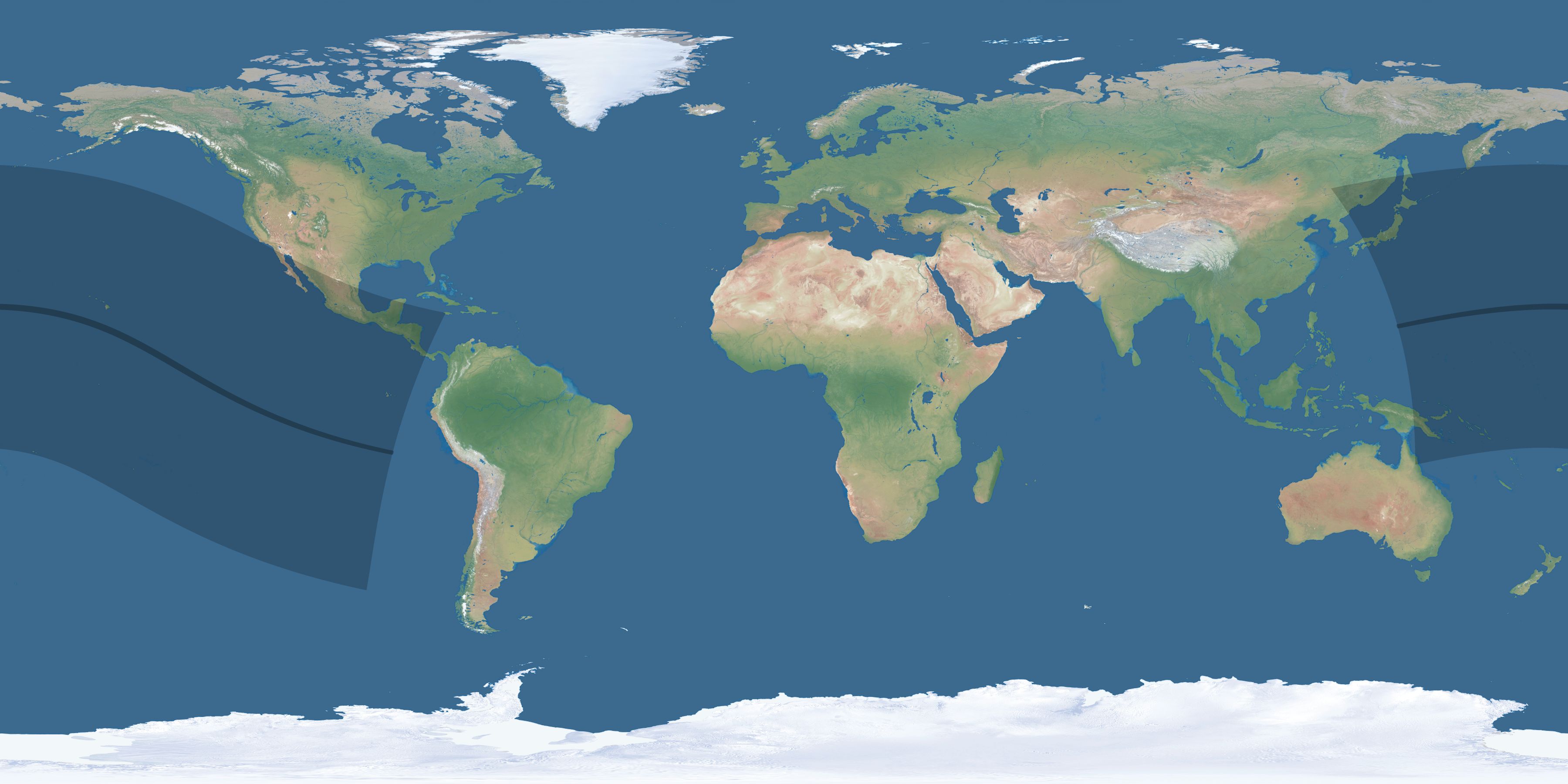Map of the umbra and penumbra path of the solar eclipse of 08/22/2389