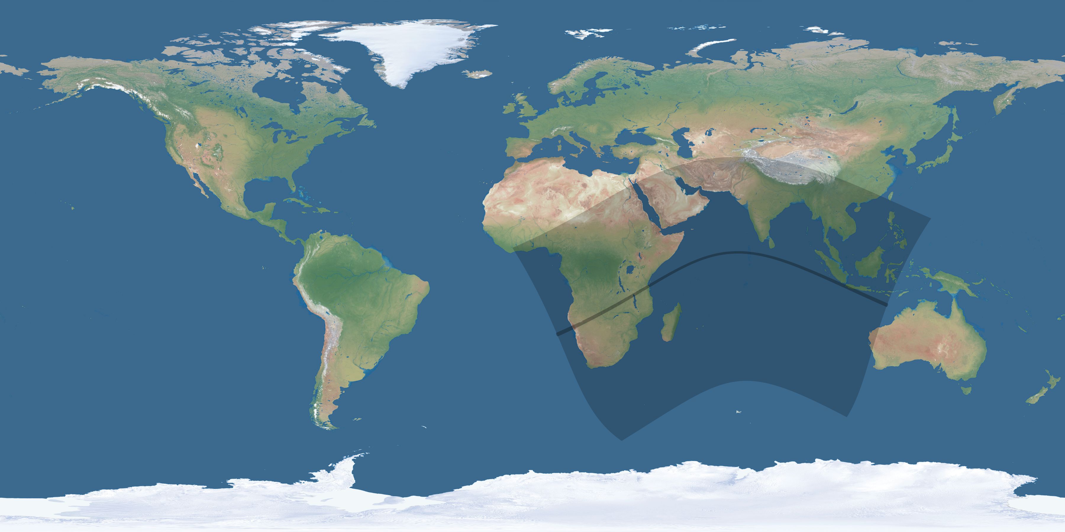 Map of the umbra and penumbra path of the solar eclipse of 06/21/2392