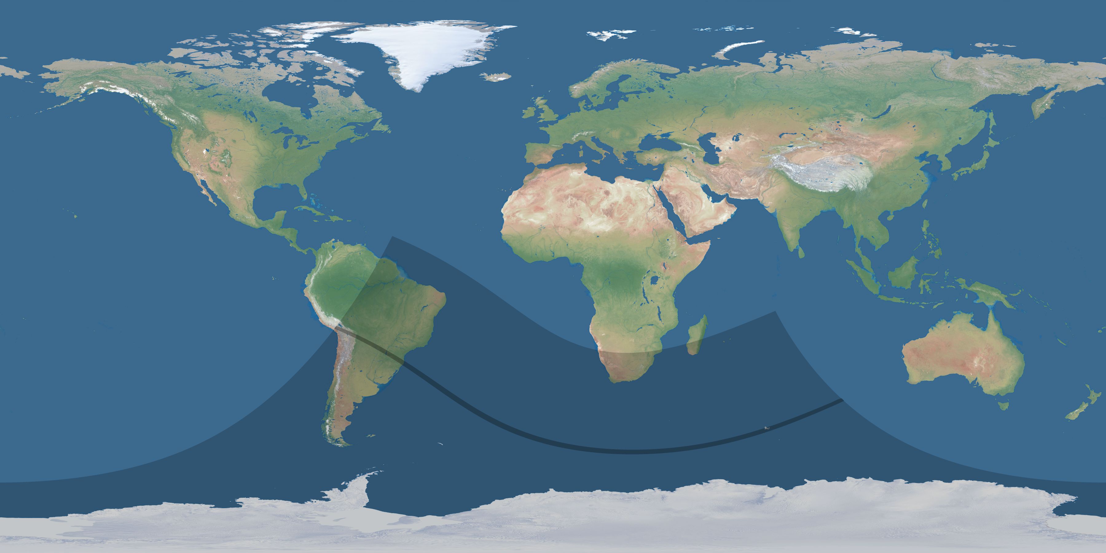 Map of the umbra and penumbra path of the solar eclipse of 12/04/2393