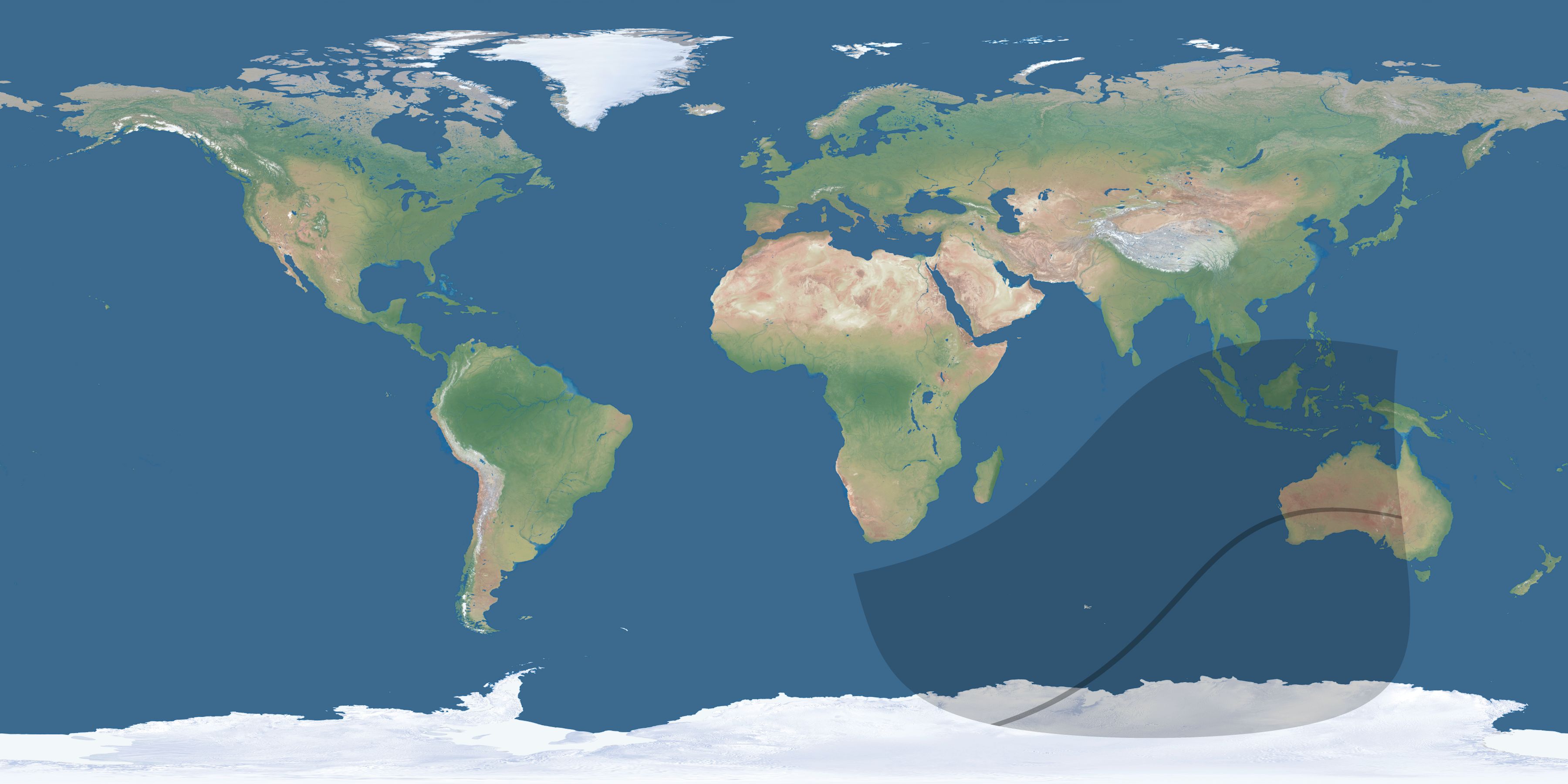 Map of the umbra and penumbra path of the solar eclipse of 04/20/2395