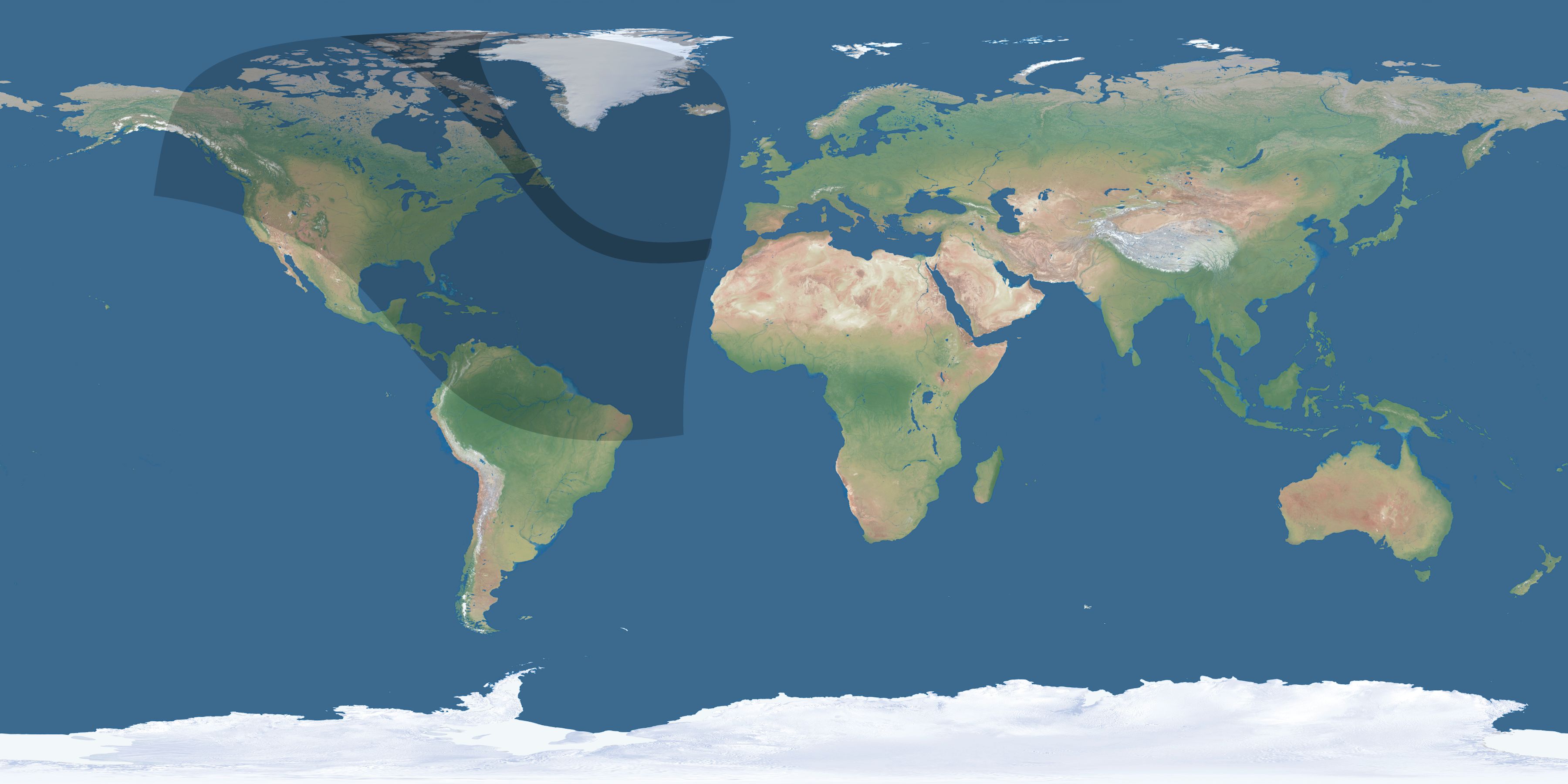 Map of the umbra and penumbra path of the solar eclipse of 10/14/2395