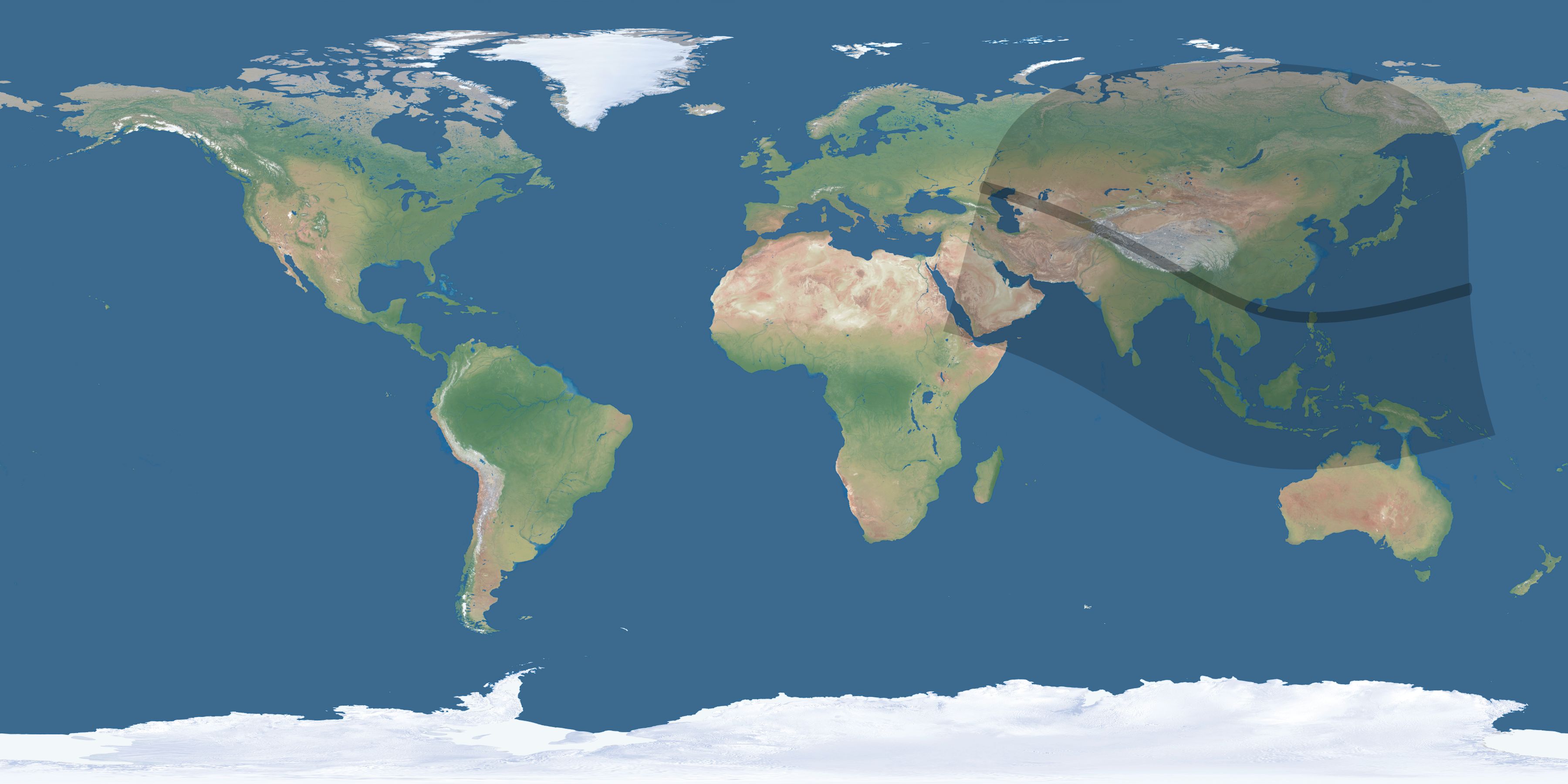 Map of the umbra and penumbra path of the solar eclipse of 11/03/2404