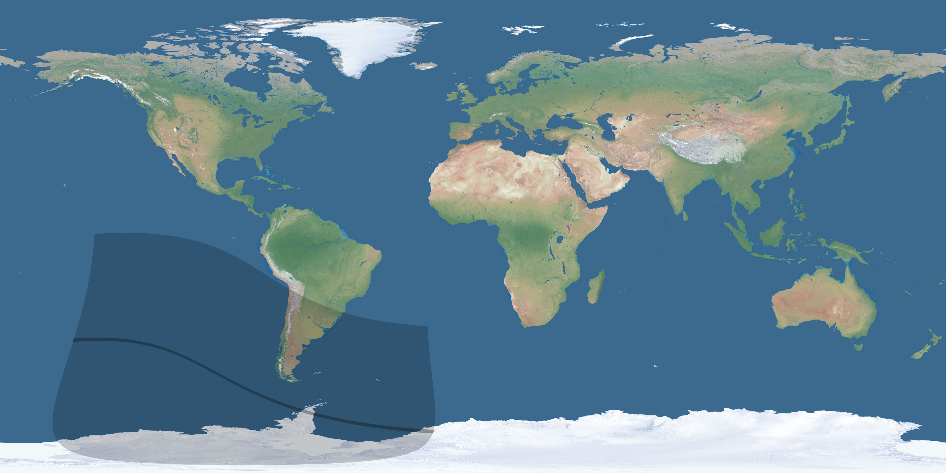 Map of the umbra and penumbra path of the solar eclipse of 09/12/2406