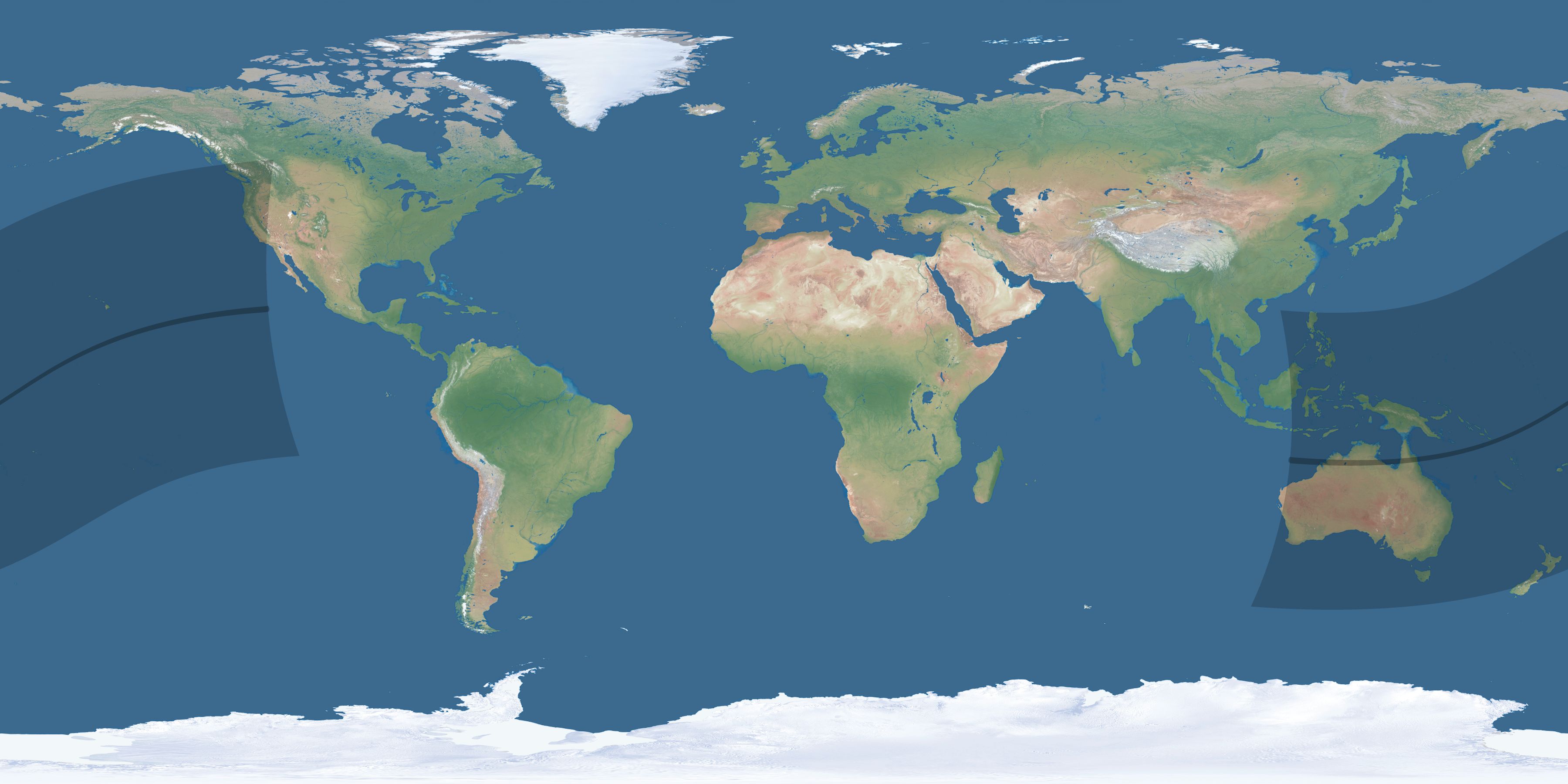 Map of the umbra and penumbra path of the solar eclipse of 03/10/2407