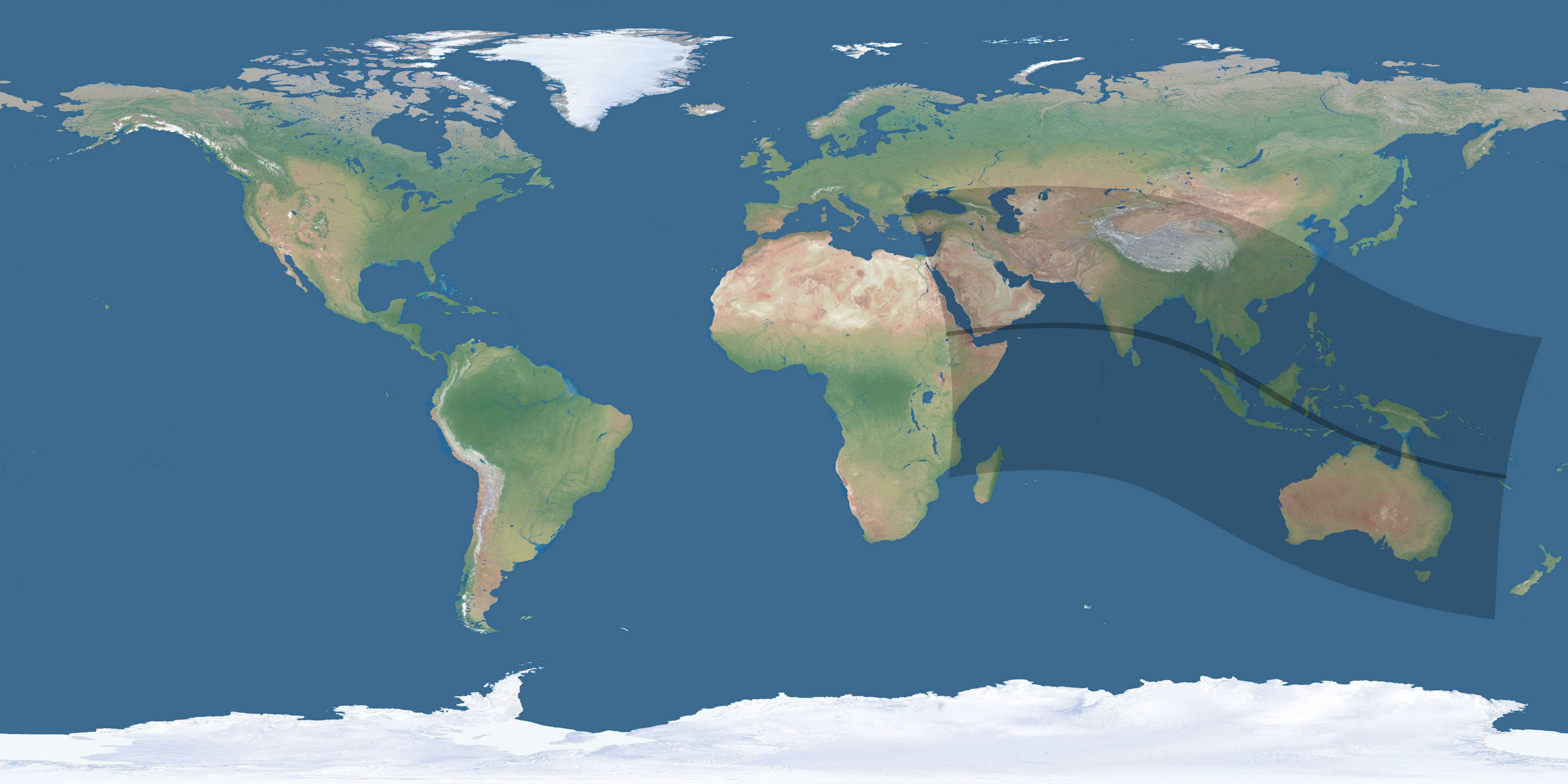 Map of the umbra and penumbra path of the solar eclipse of 09/02/2407