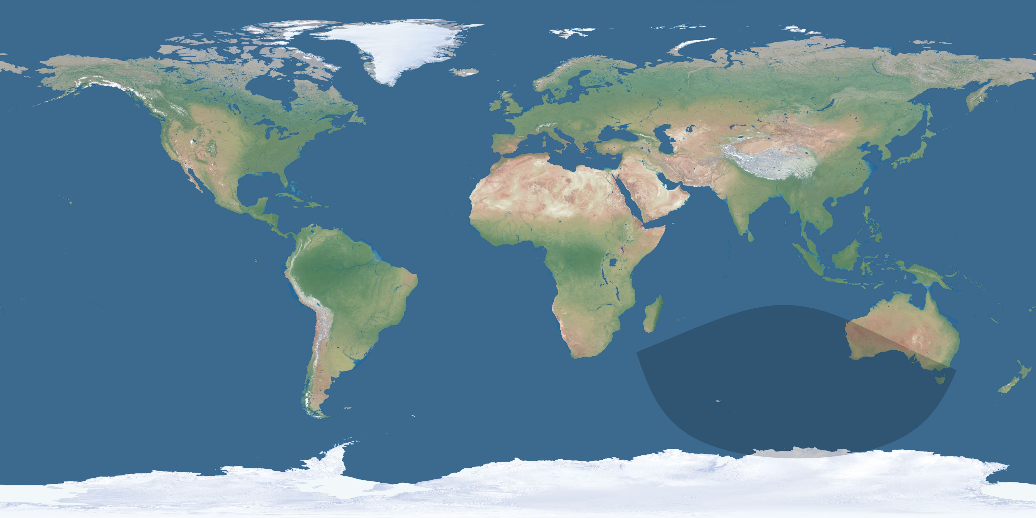 Map of the umbra and penumbra path of the solar eclipse of 07/13/2409