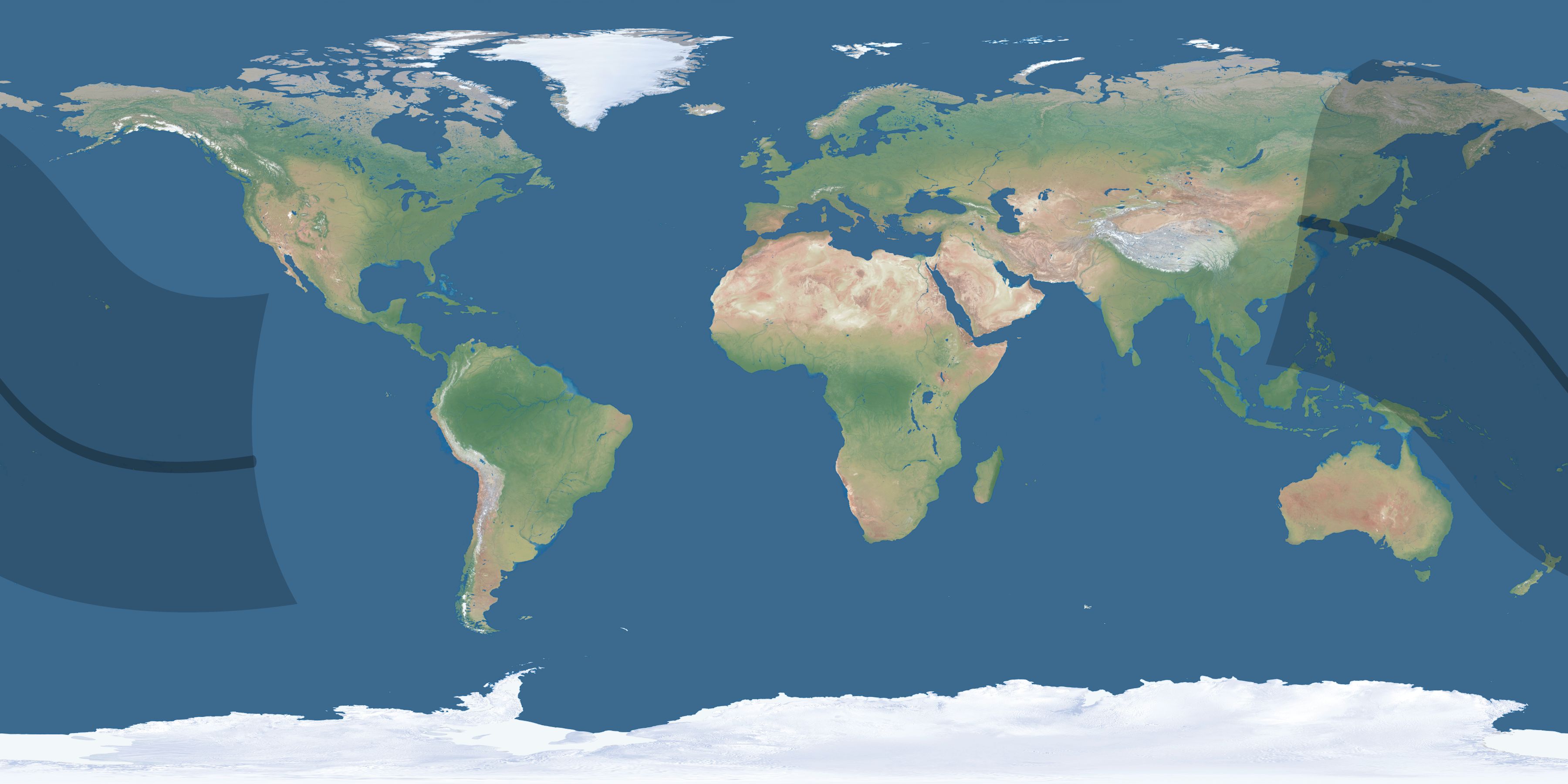 Map of the umbra and penumbra path of the solar eclipse of 10/14/2414