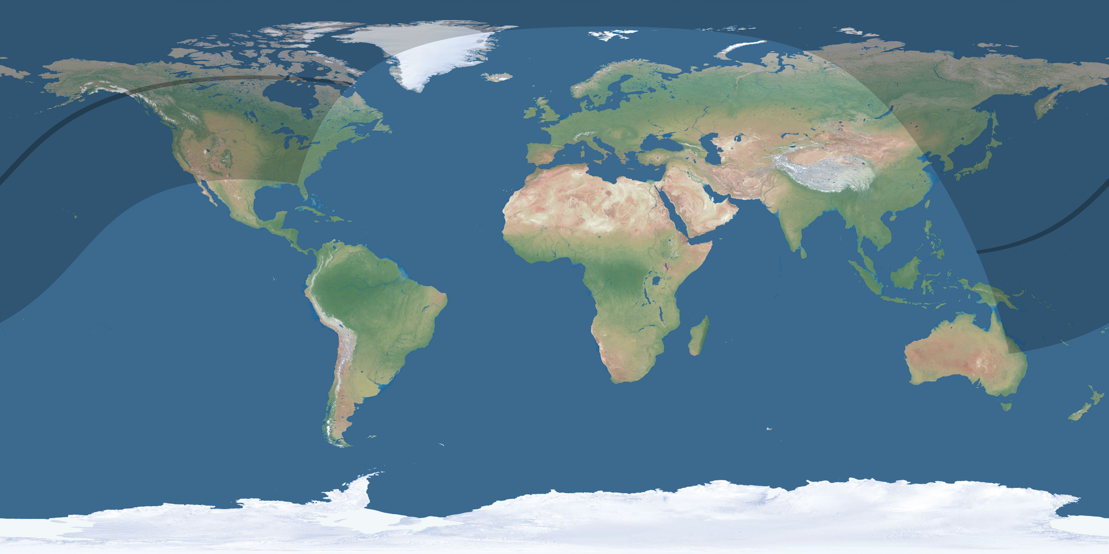 Map of the umbra and penumbra path of the solar eclipse of 04/10/2415