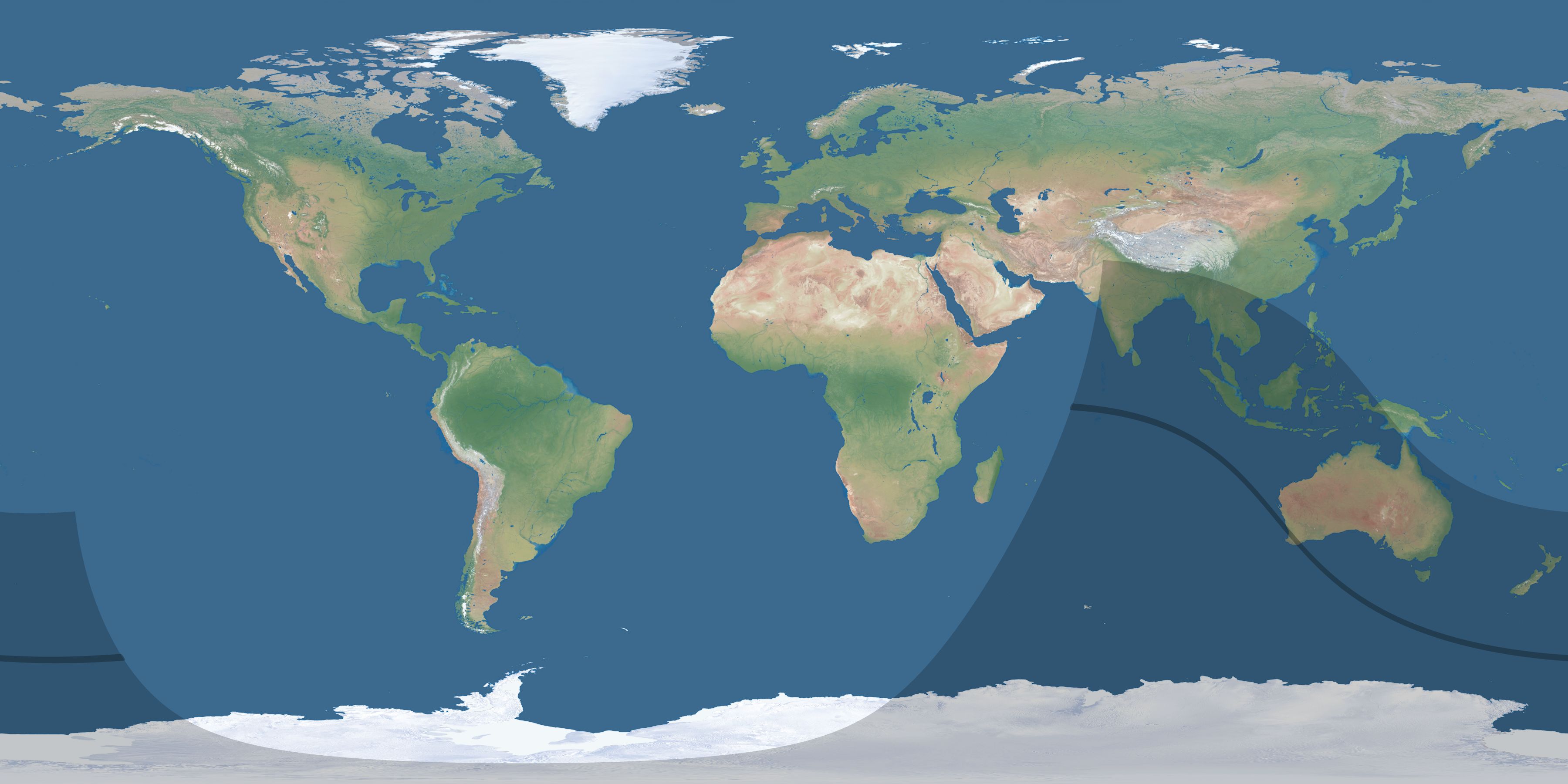 Map of the umbra and penumbra path of the solar eclipse of 10/03/2415