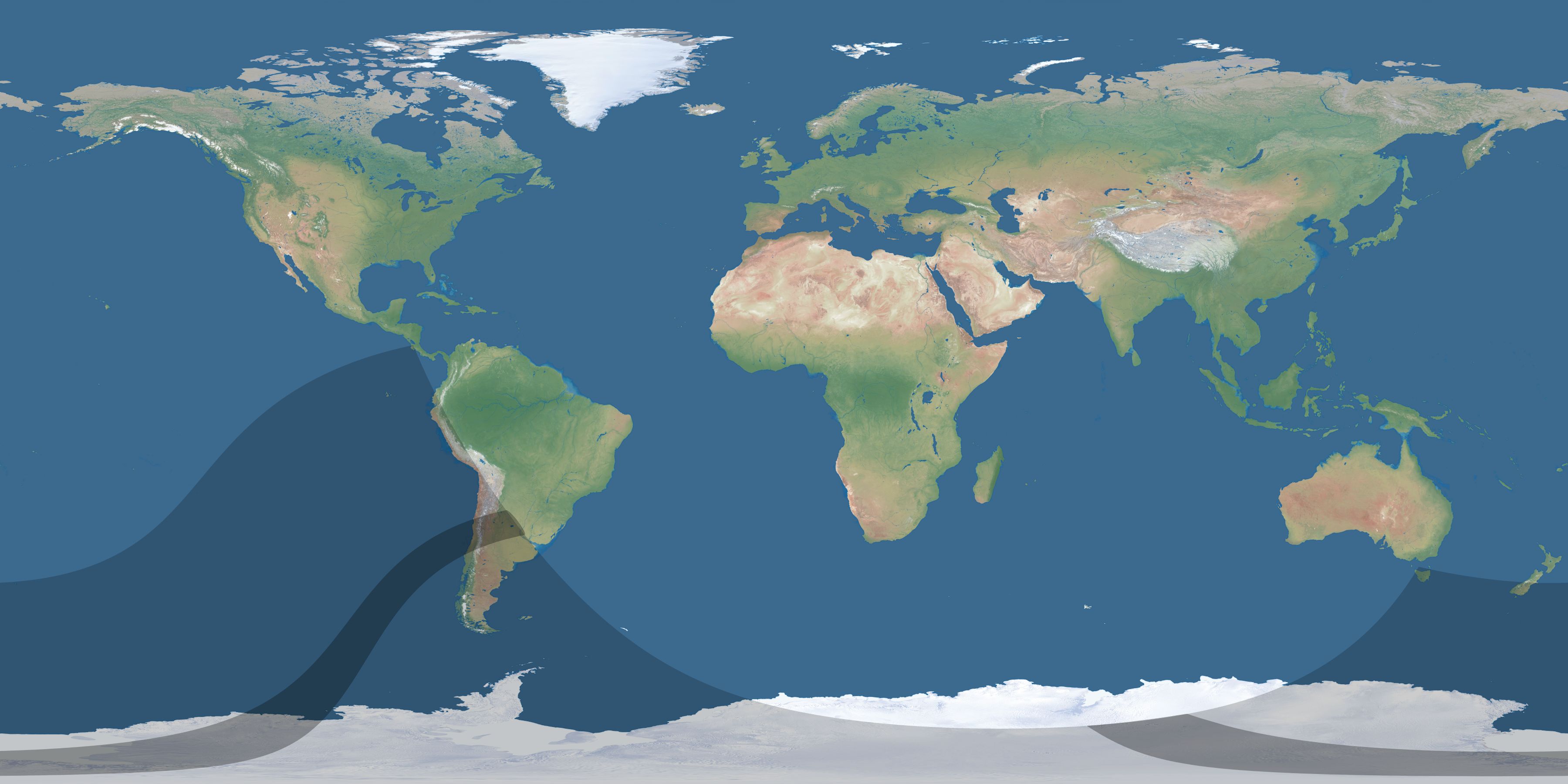 Map of the umbra and penumbra path of the solar eclipse of 02/17/2417