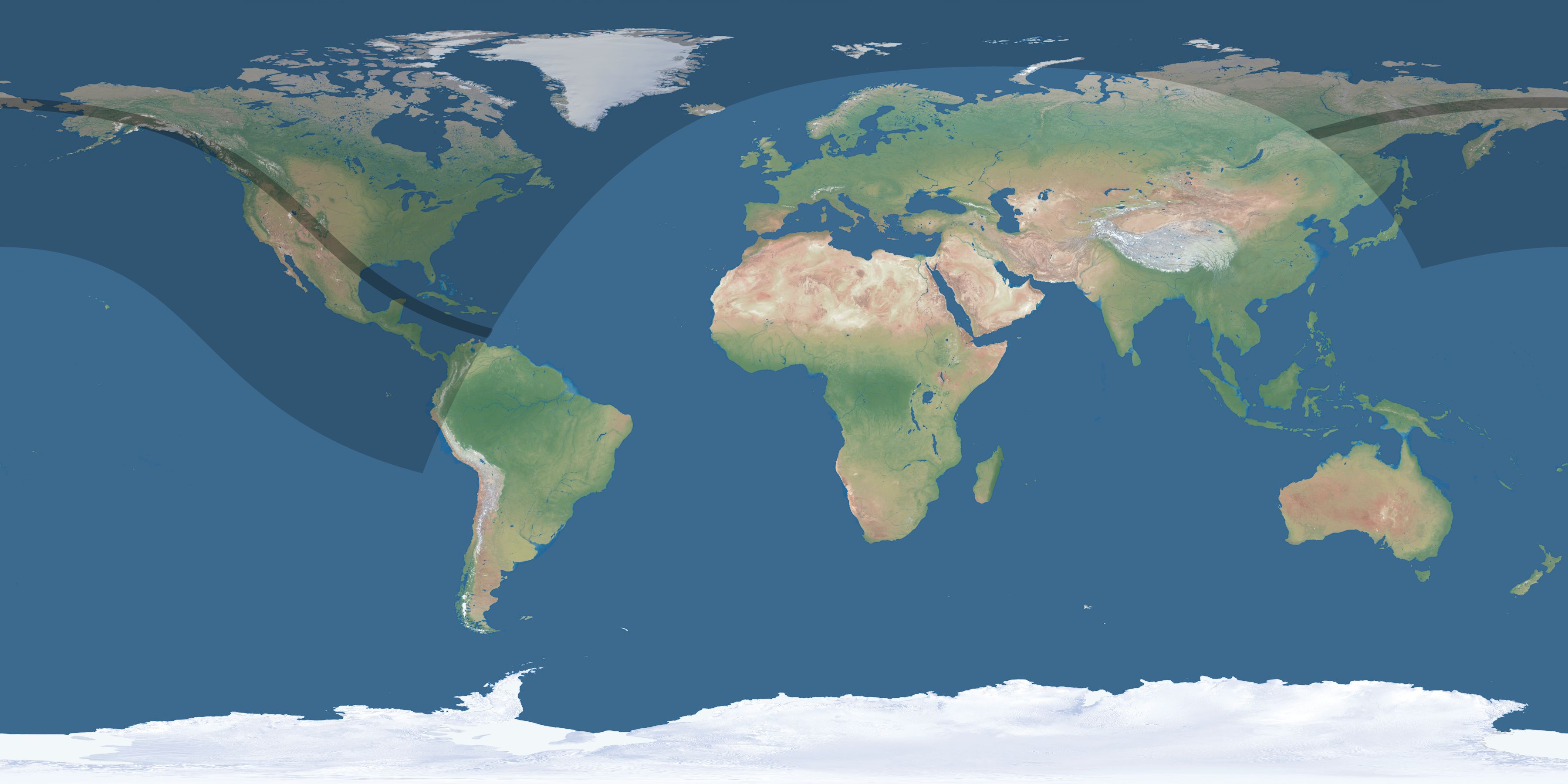 Map of the umbra and penumbra path of the solar eclipse of 08/13/2417
