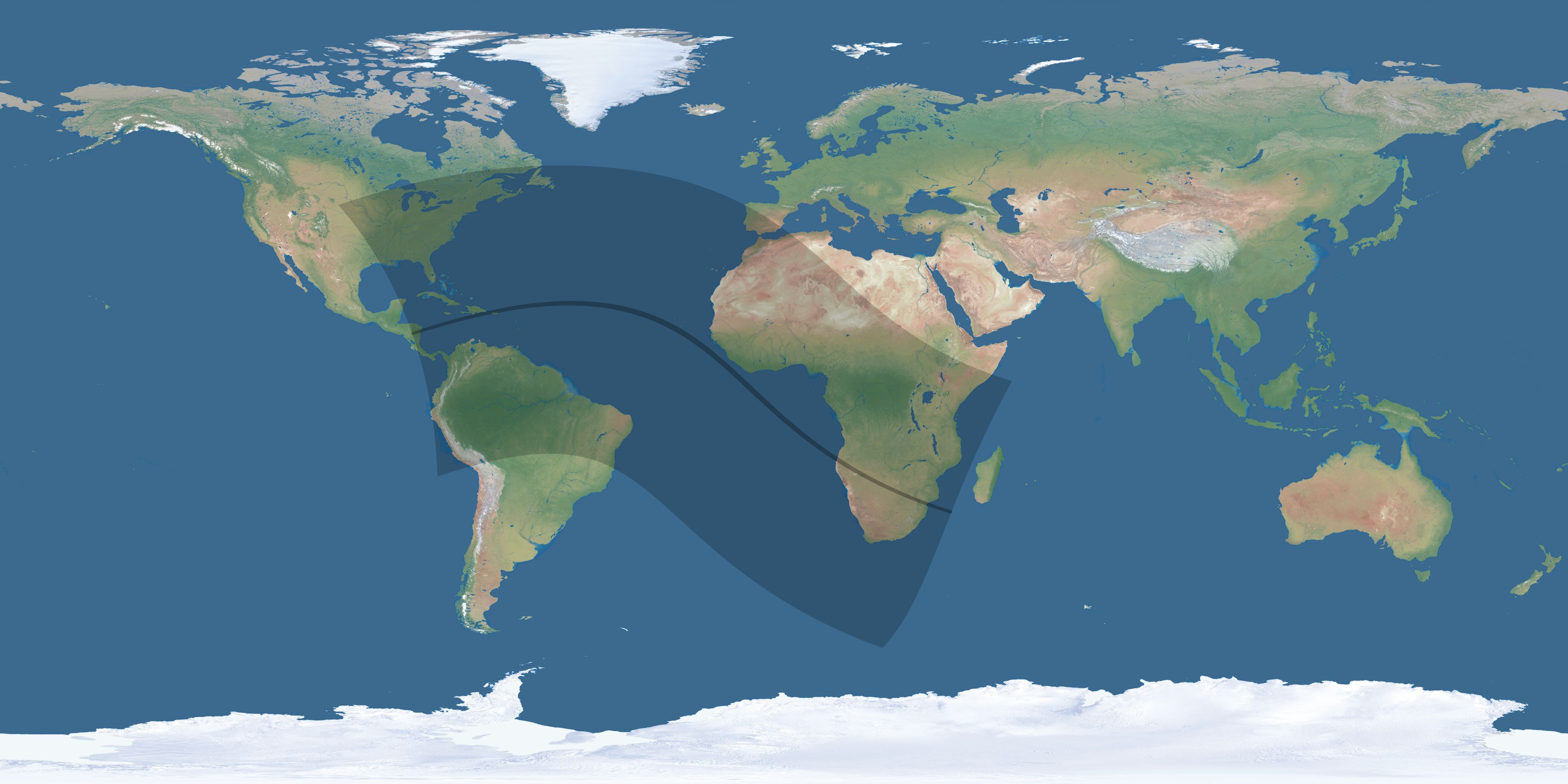 Map of the umbra and penumbra path of the solar eclipse of 08/02/2418