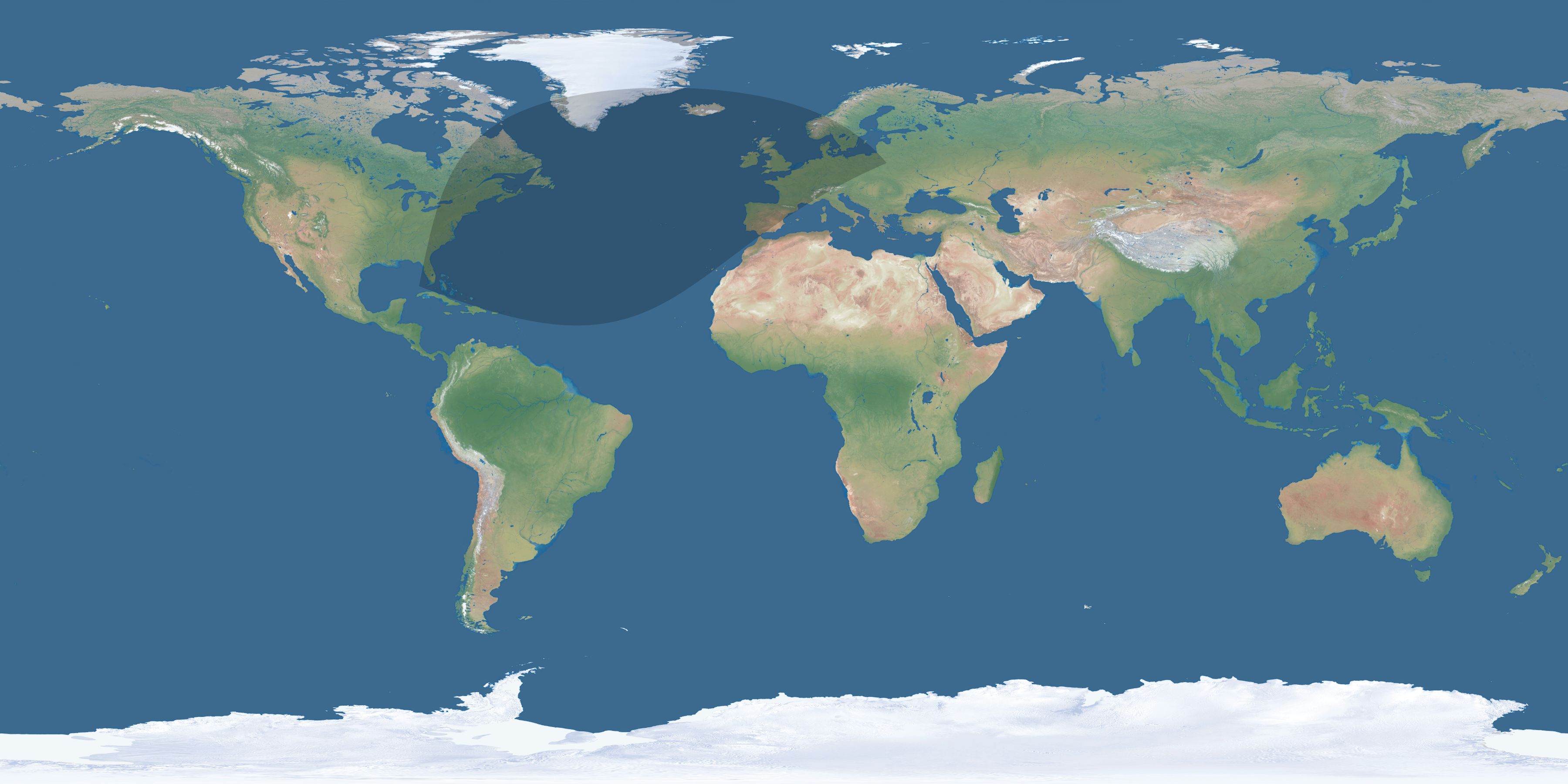 Map of the umbra and penumbra path of the solar eclipse of 01/15/2420