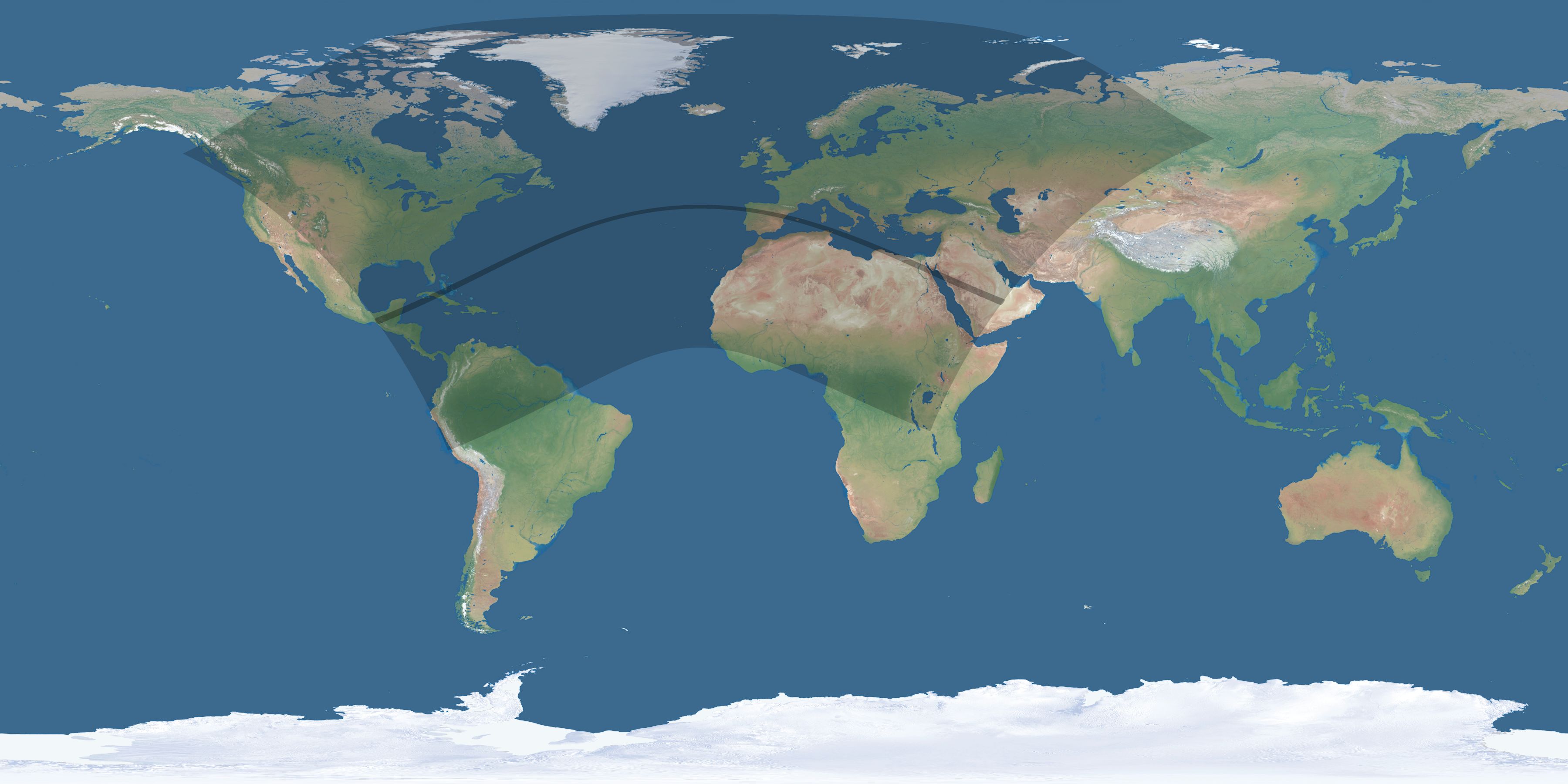Map of the umbra and penumbra path of the solar eclipse of 05/31/2421