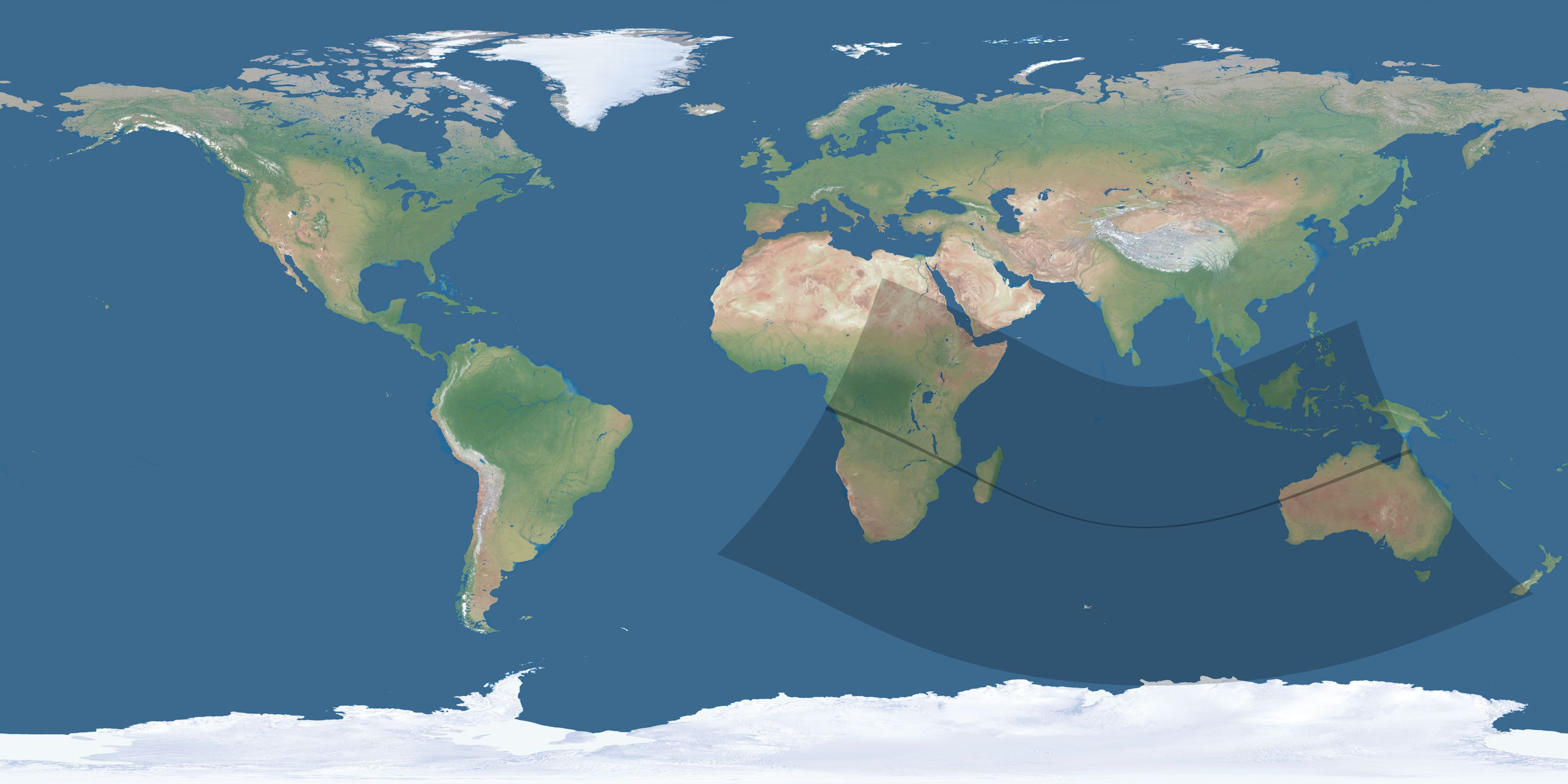 Map of the umbra and penumbra path of the solar eclipse of 11/25/2421