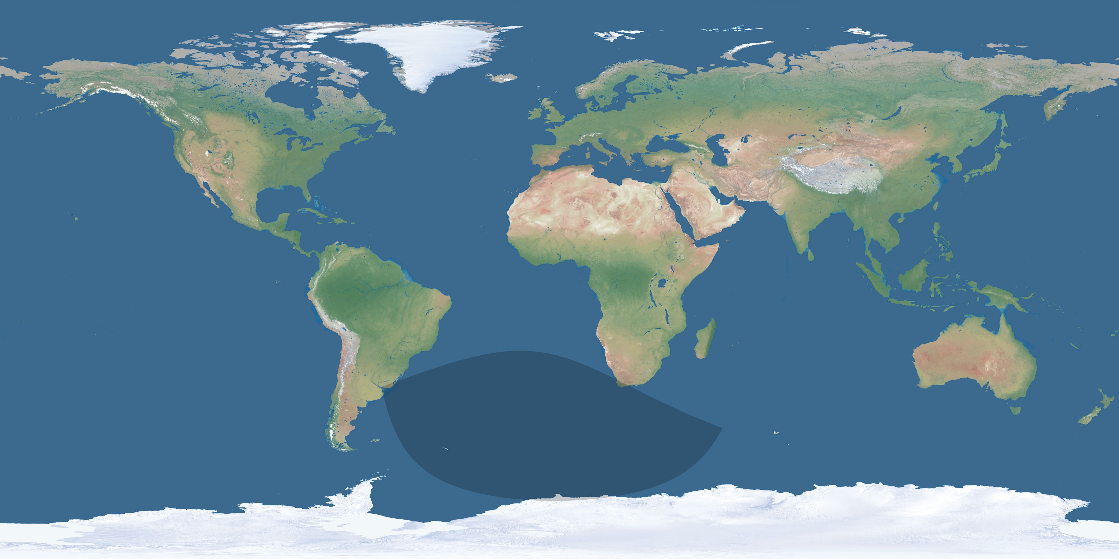 Map of the umbra and penumbra path of the solar eclipse of 07/24/2427