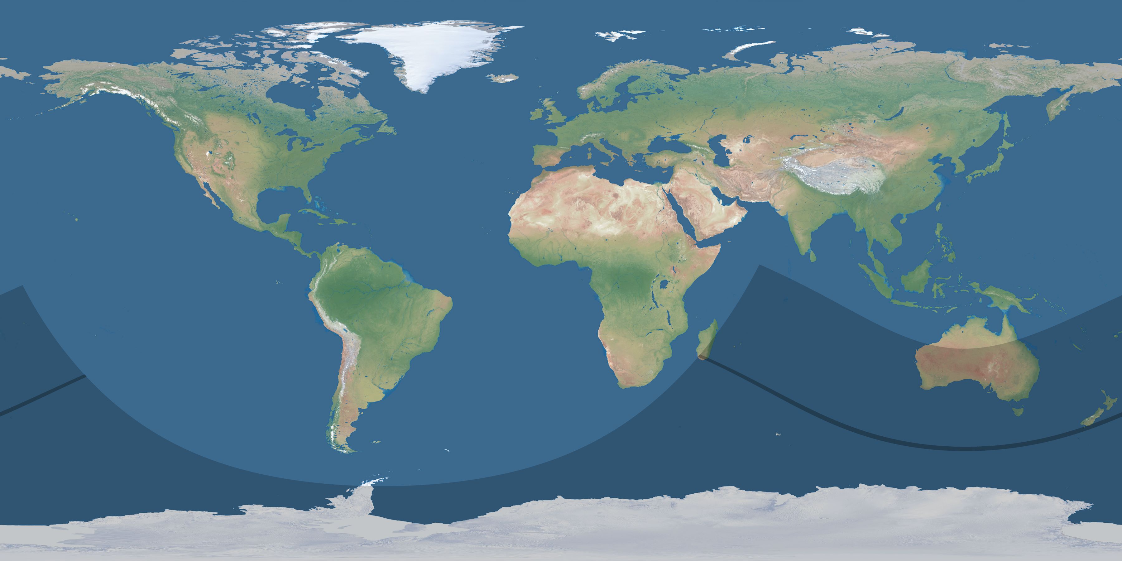 Map of the umbra and penumbra path of the solar eclipse of 12/26/2429