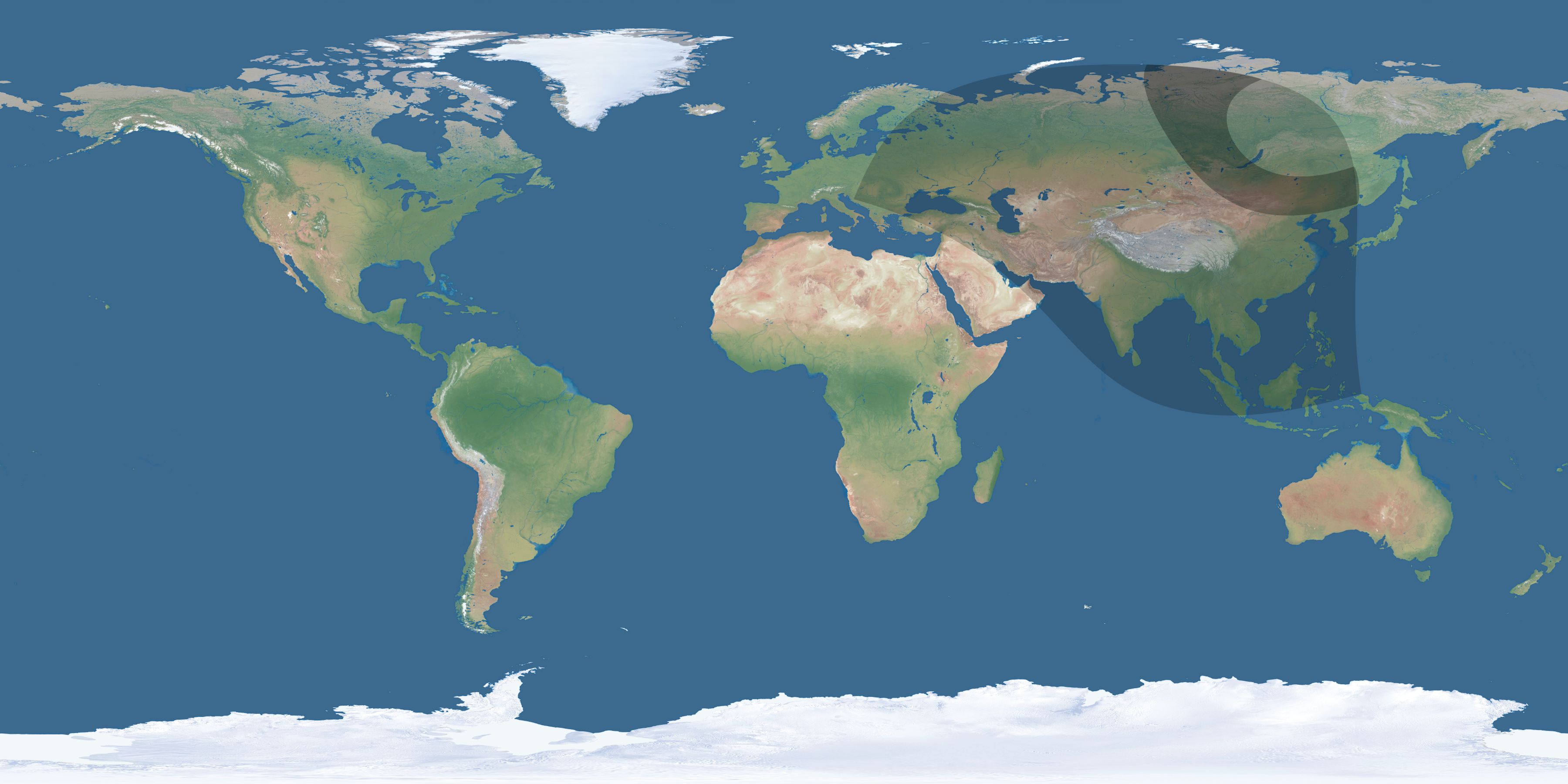 Map of the umbra and penumbra path of the solar eclipse of 11/05/2431