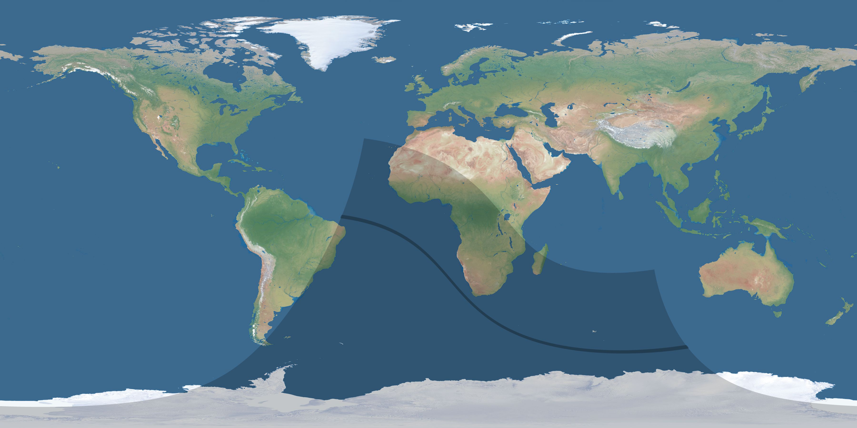 Map of the umbra and penumbra path of the solar eclipse of 10/13/2433