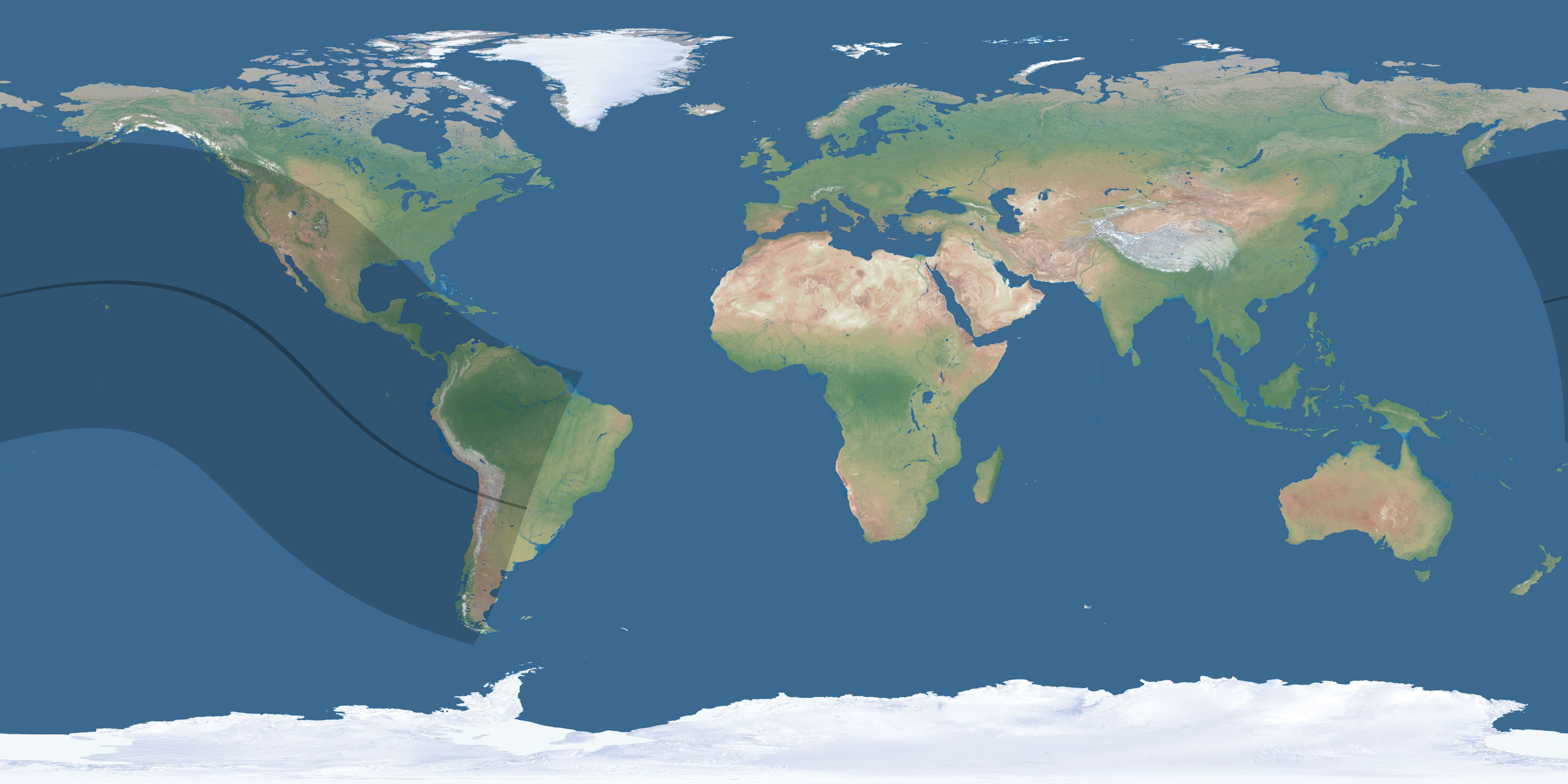 Map of the umbra and penumbra path of the solar eclipse of 08/13/2436