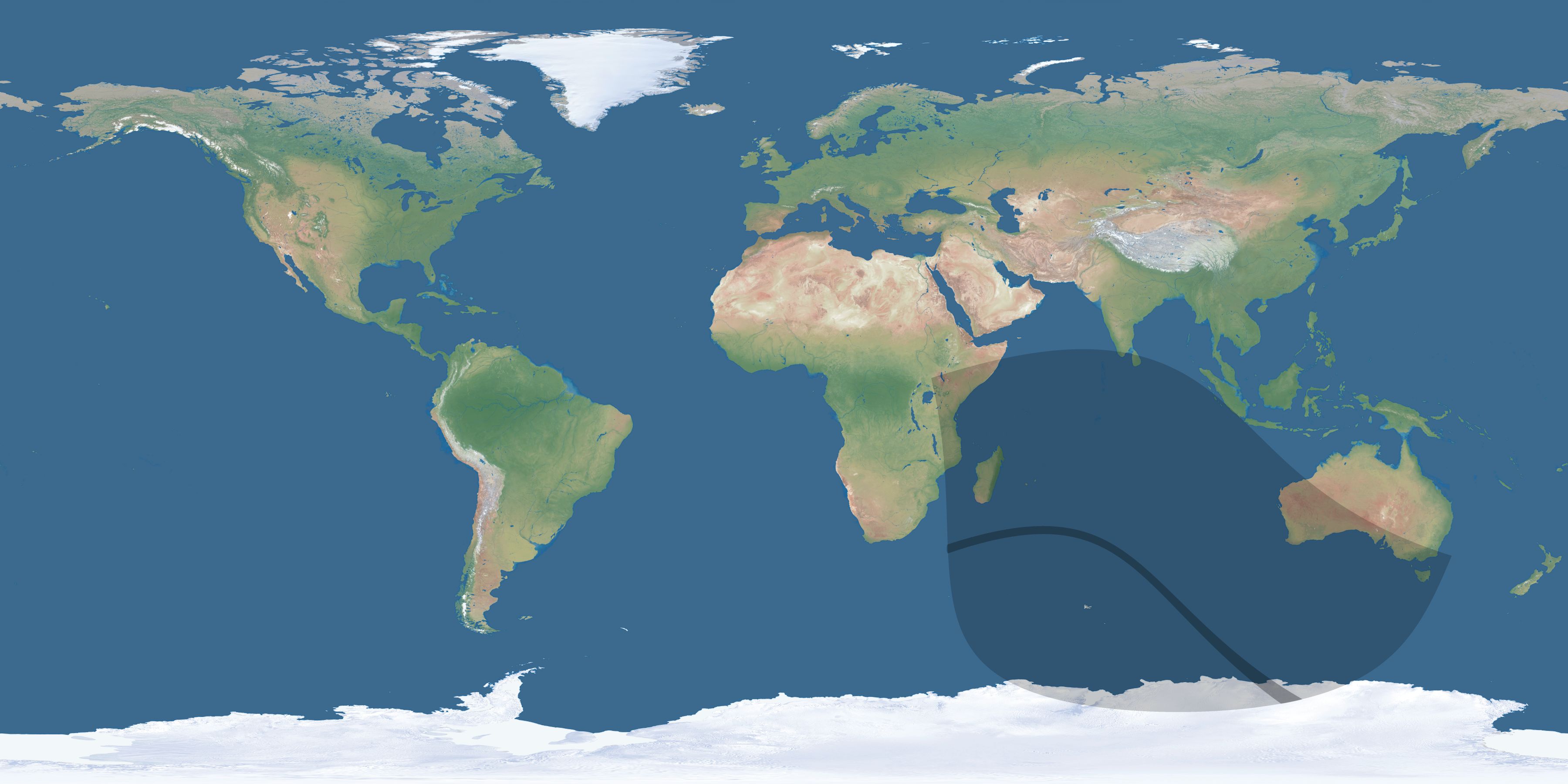 Map of the umbra and penumbra path of the solar eclipse of 08/02/2437