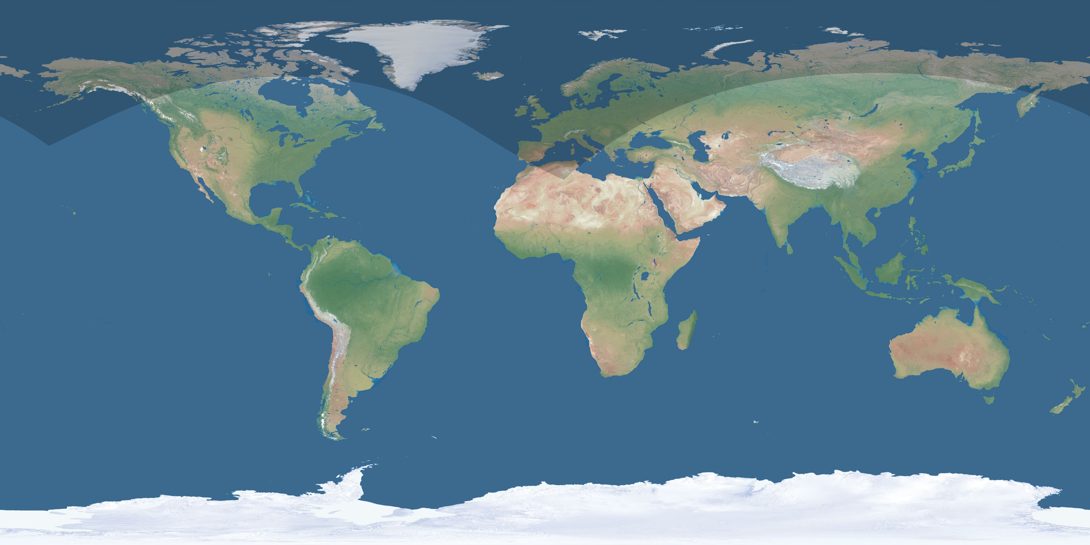 Map of the umbra and penumbra path of the solar eclipse of 06/22/2438