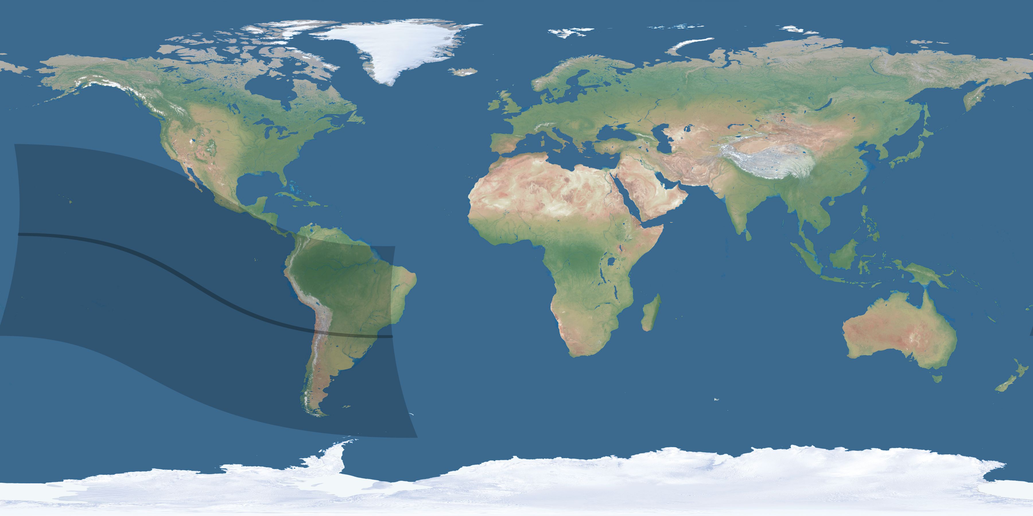 Map of the umbra and penumbra path of the solar eclipse of 09/24/2443