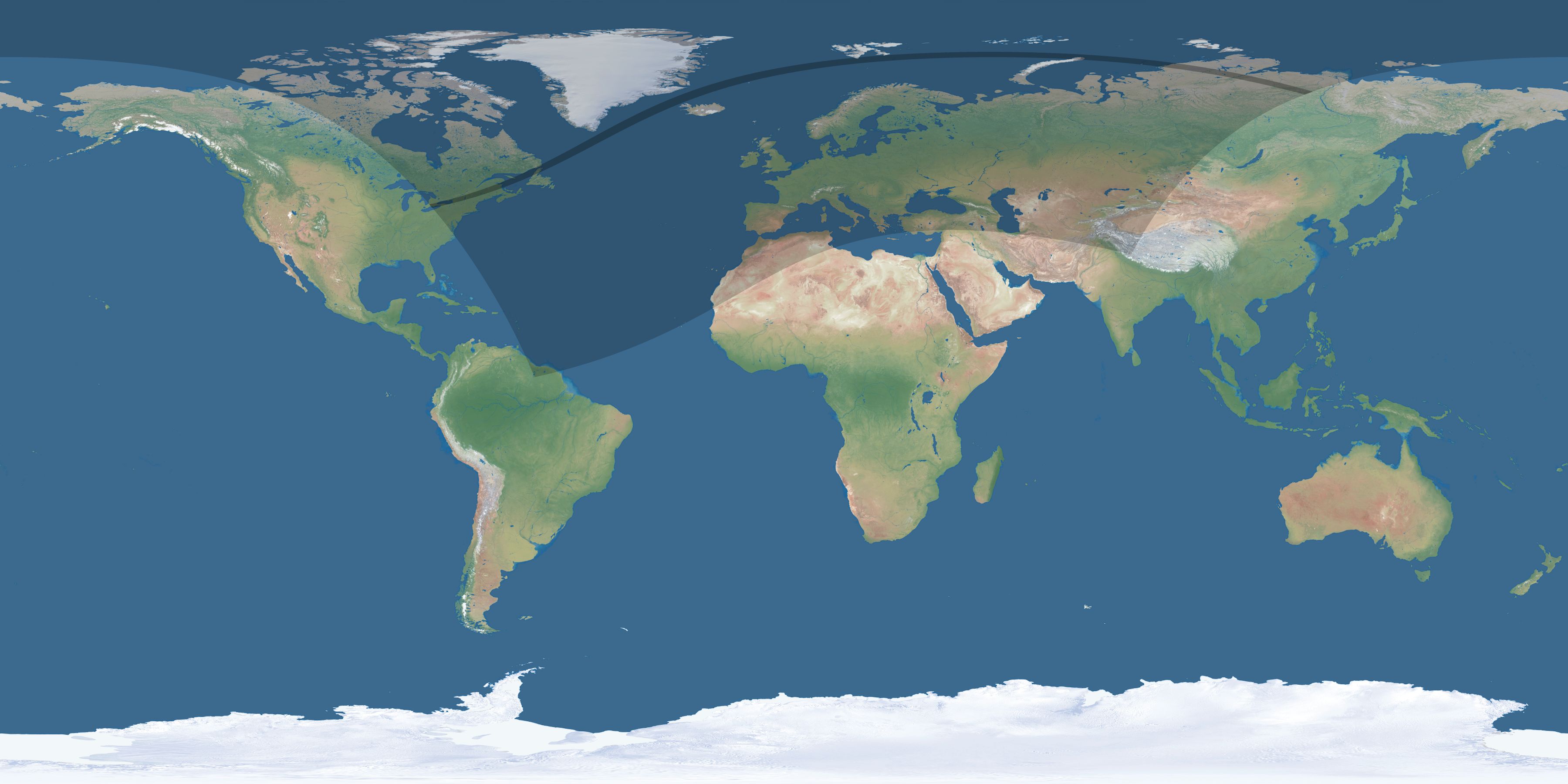Map of the umbra and penumbra path of the solar eclipse of 04/21/2460