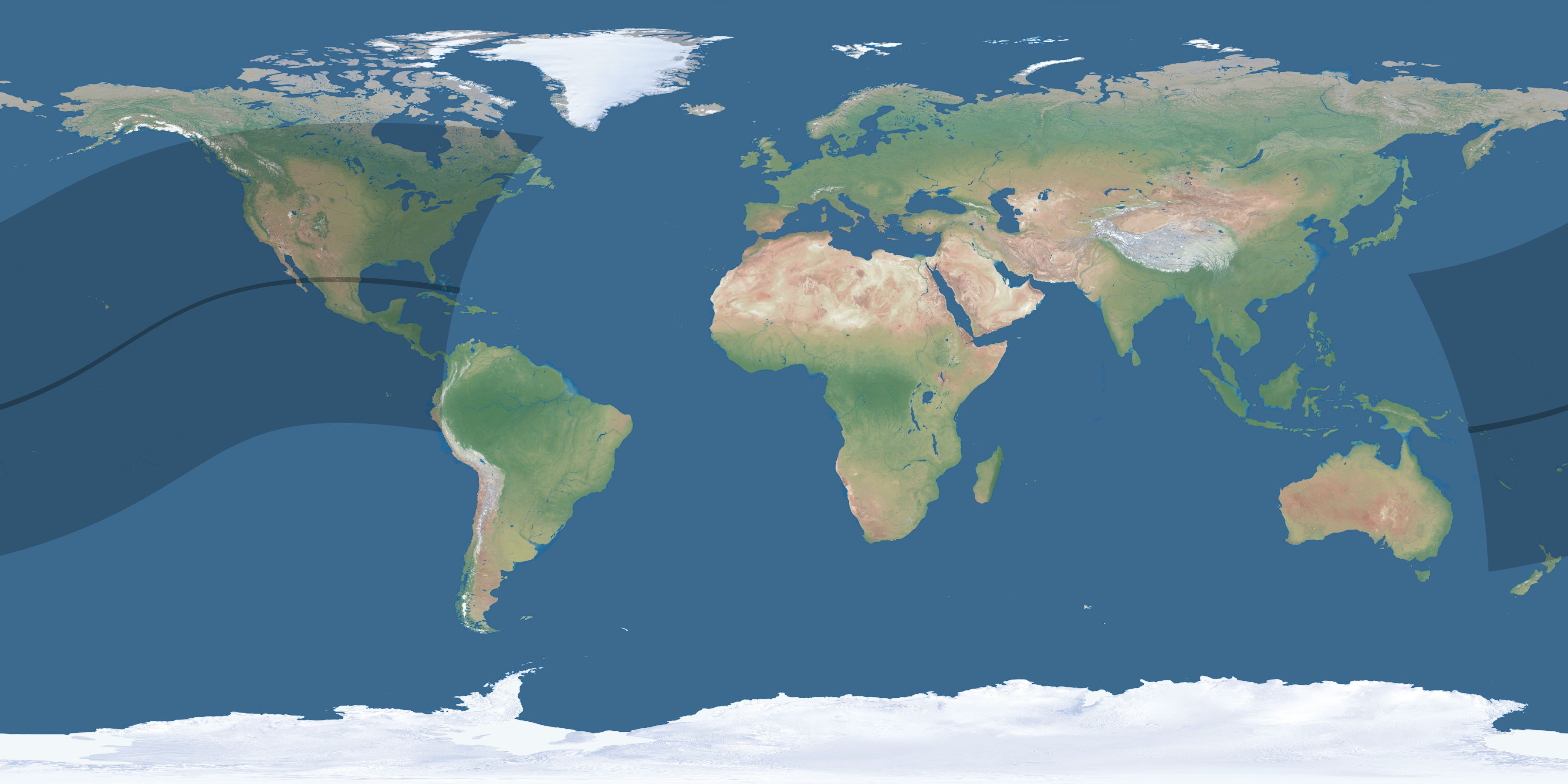 Map of the umbra and penumbra path of the solar eclipse of 04/11/2461
