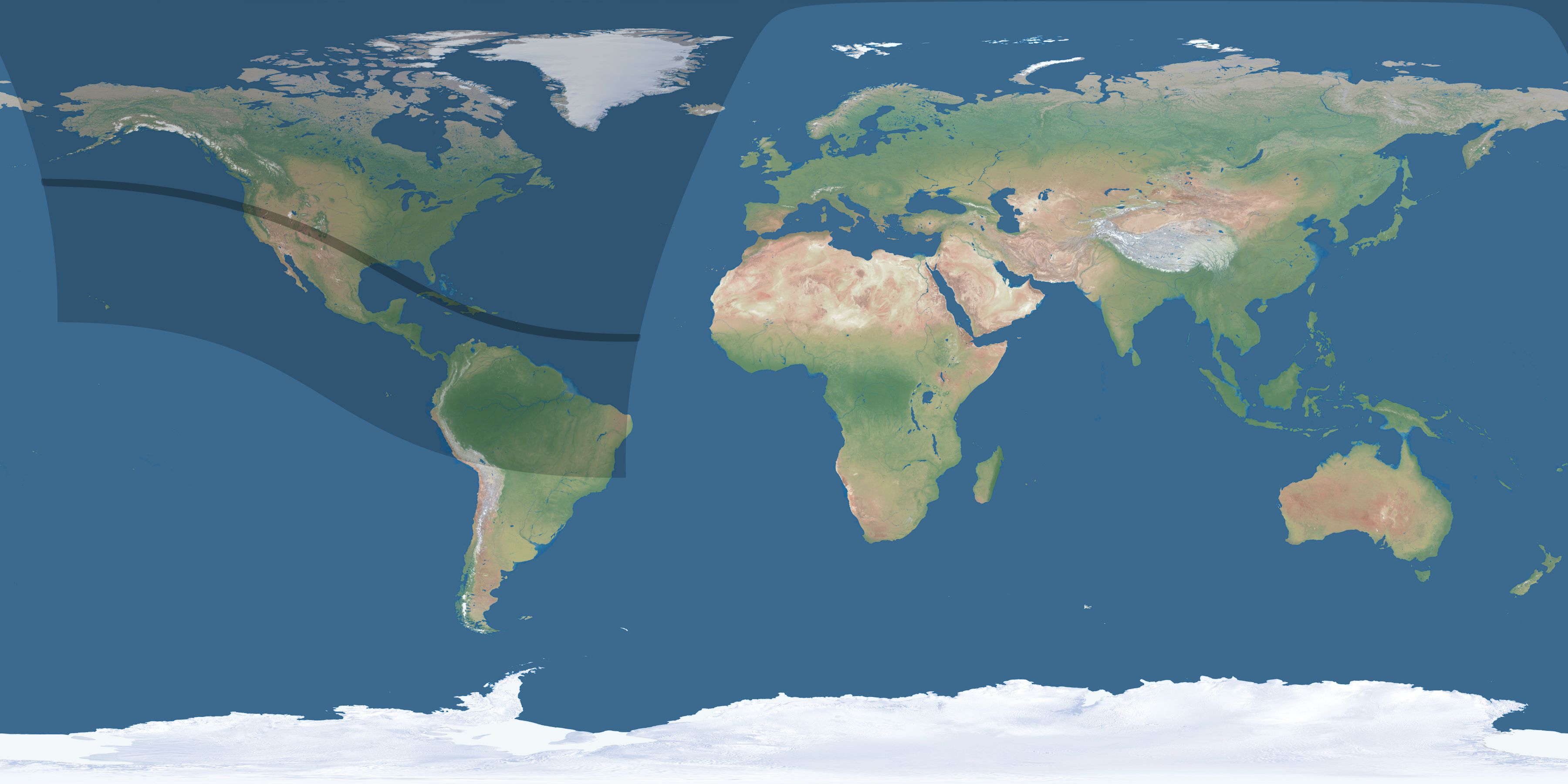 Map of the umbra and penumbra path of the solar eclipse of 09/24/2462