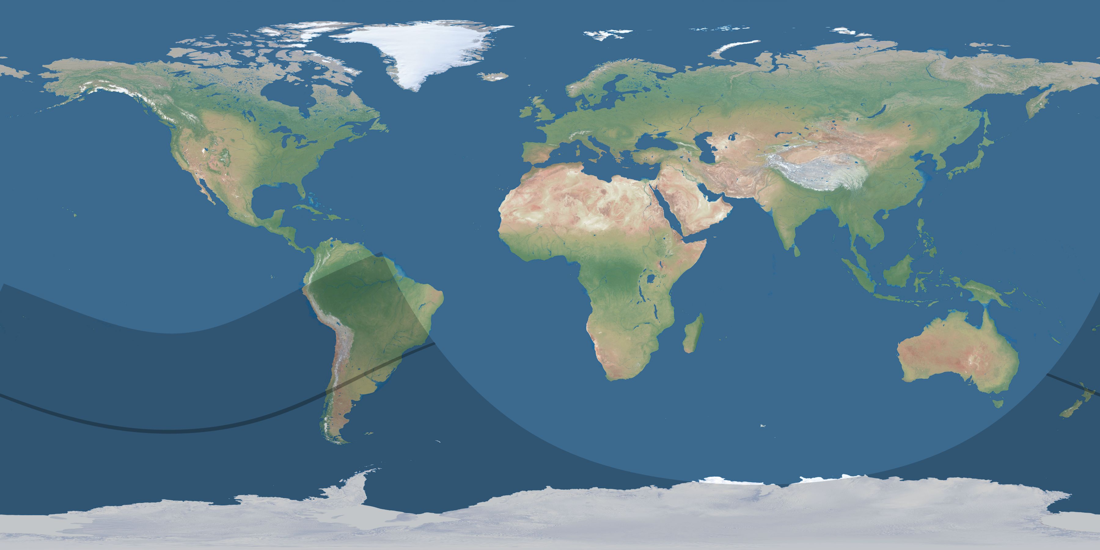 Map of the umbra and penumbra path of the solar eclipse of 01/17/2466