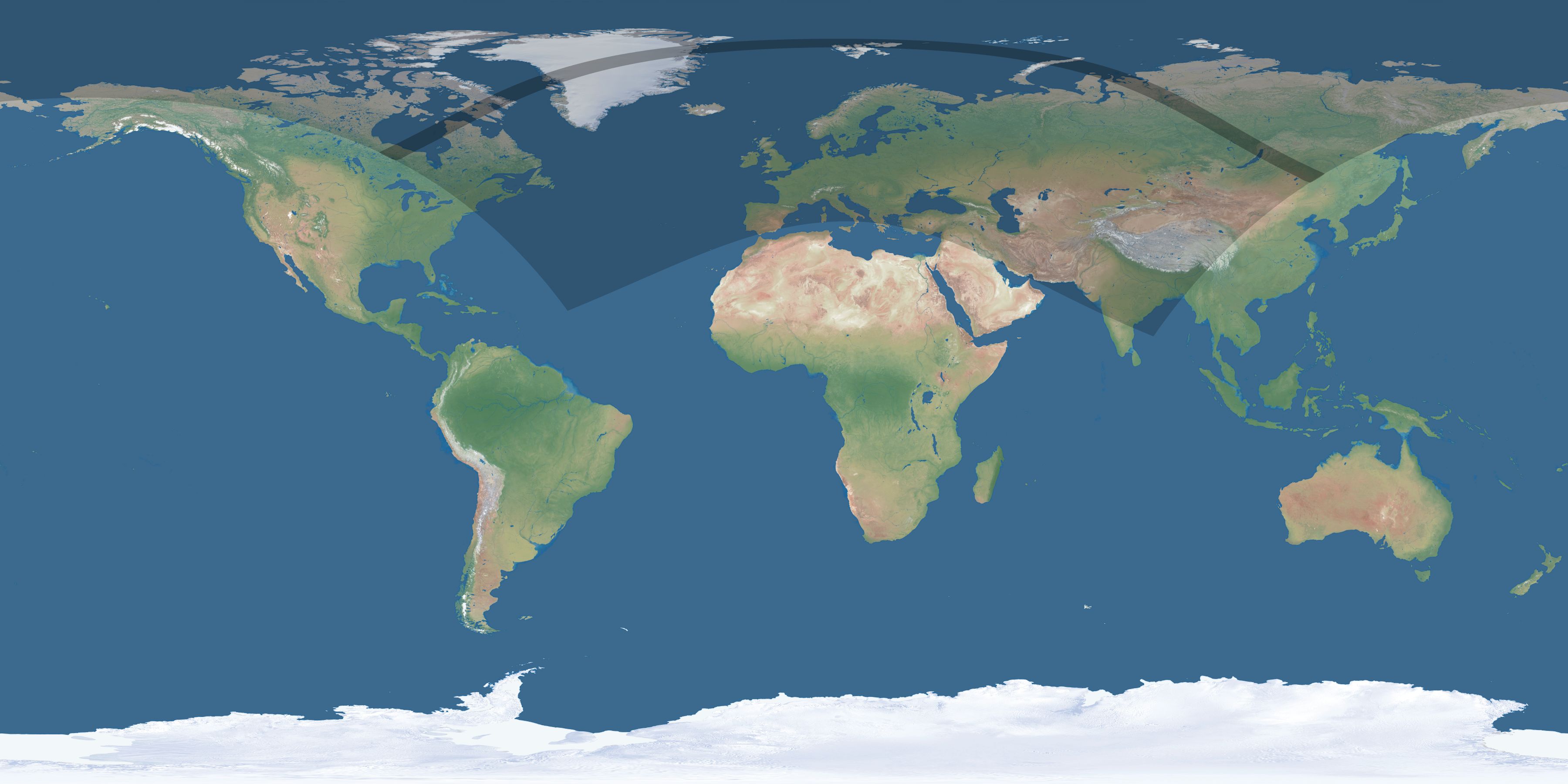 Map of the umbra and penumbra path of the solar eclipse of 07/12/2466