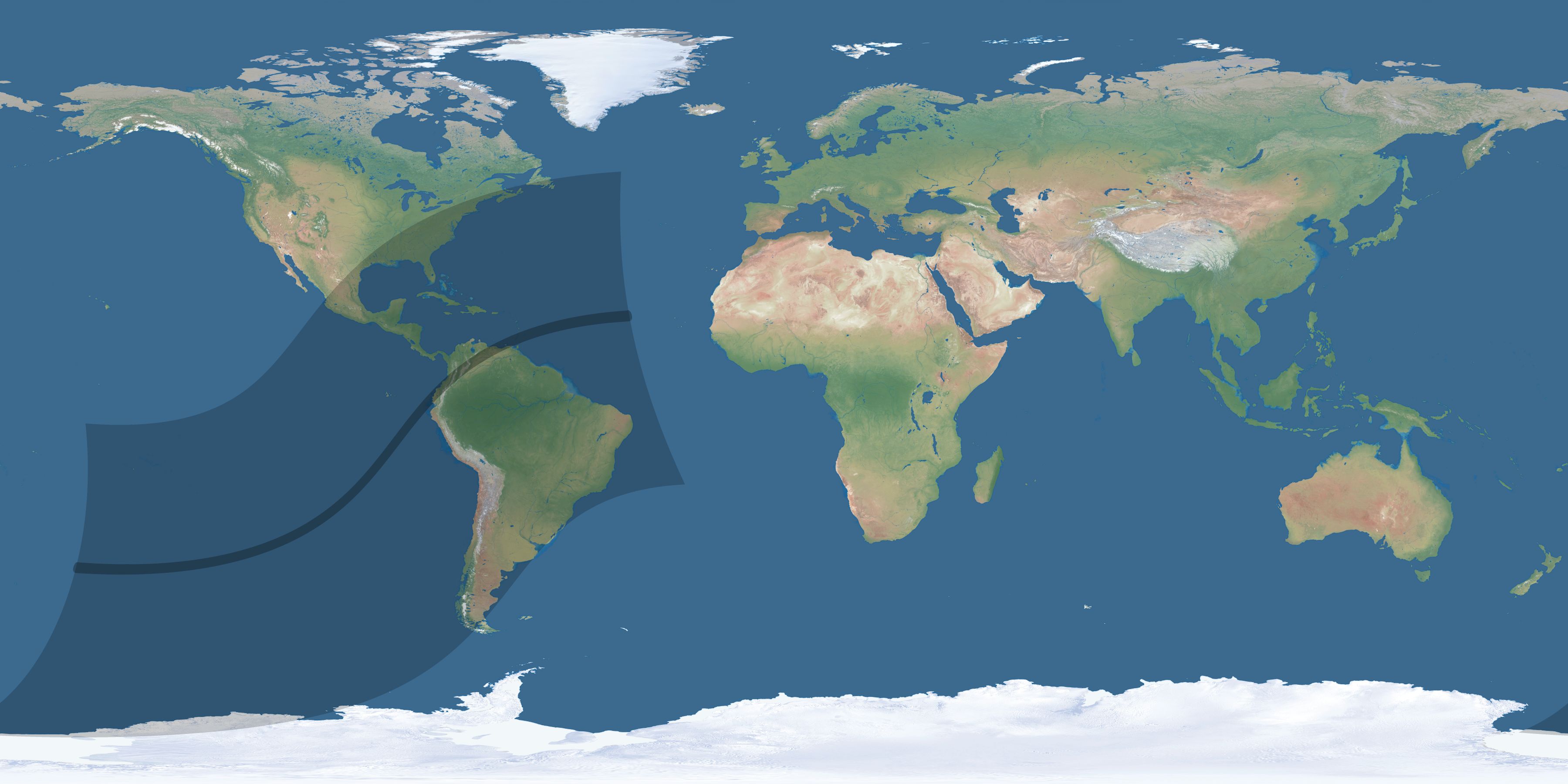 Map of the umbra and penumbra path of the solar eclipse of 03/10/2472
