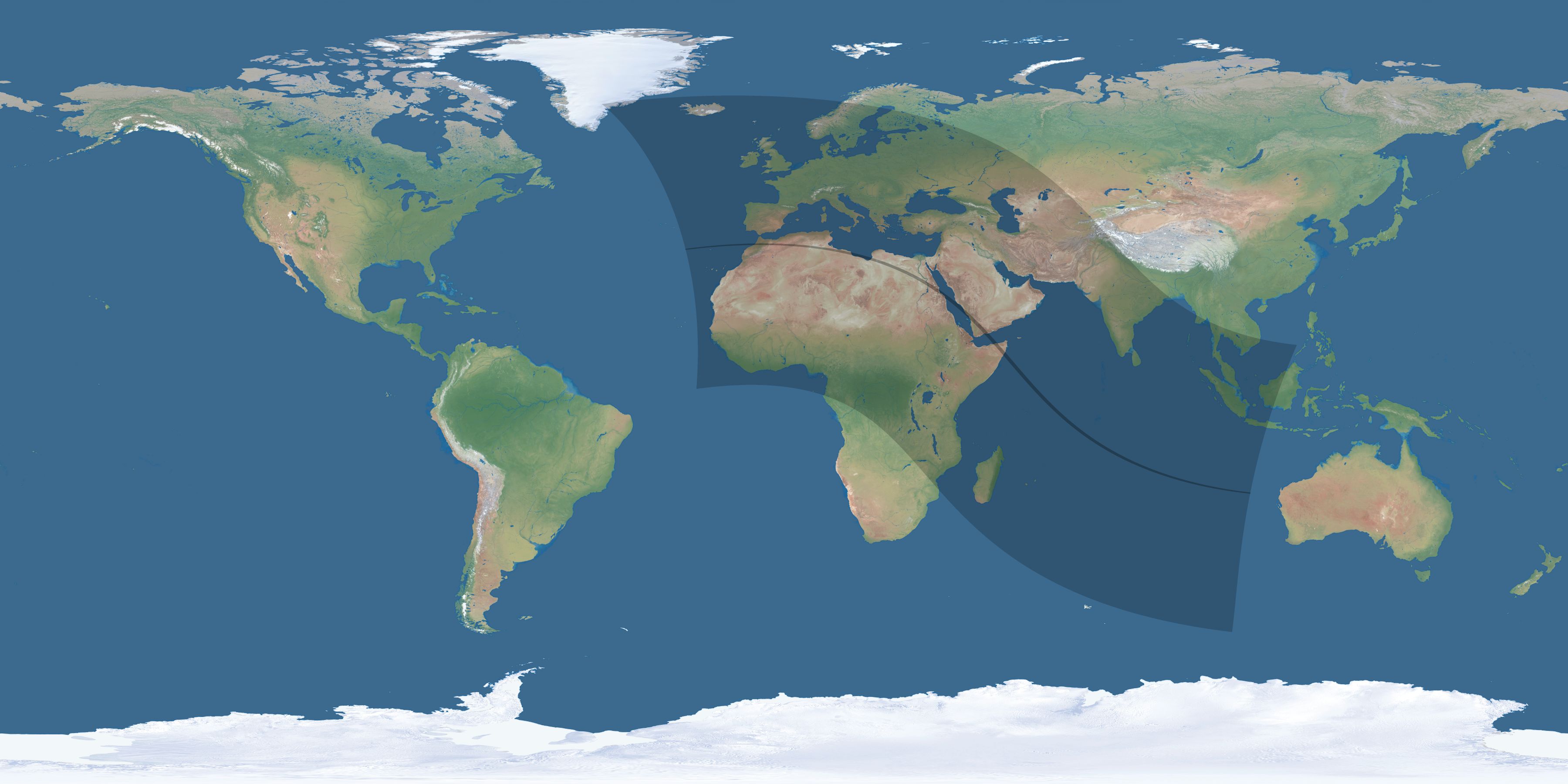 Map of the umbra and penumbra path of the solar eclipse of 09/03/2472