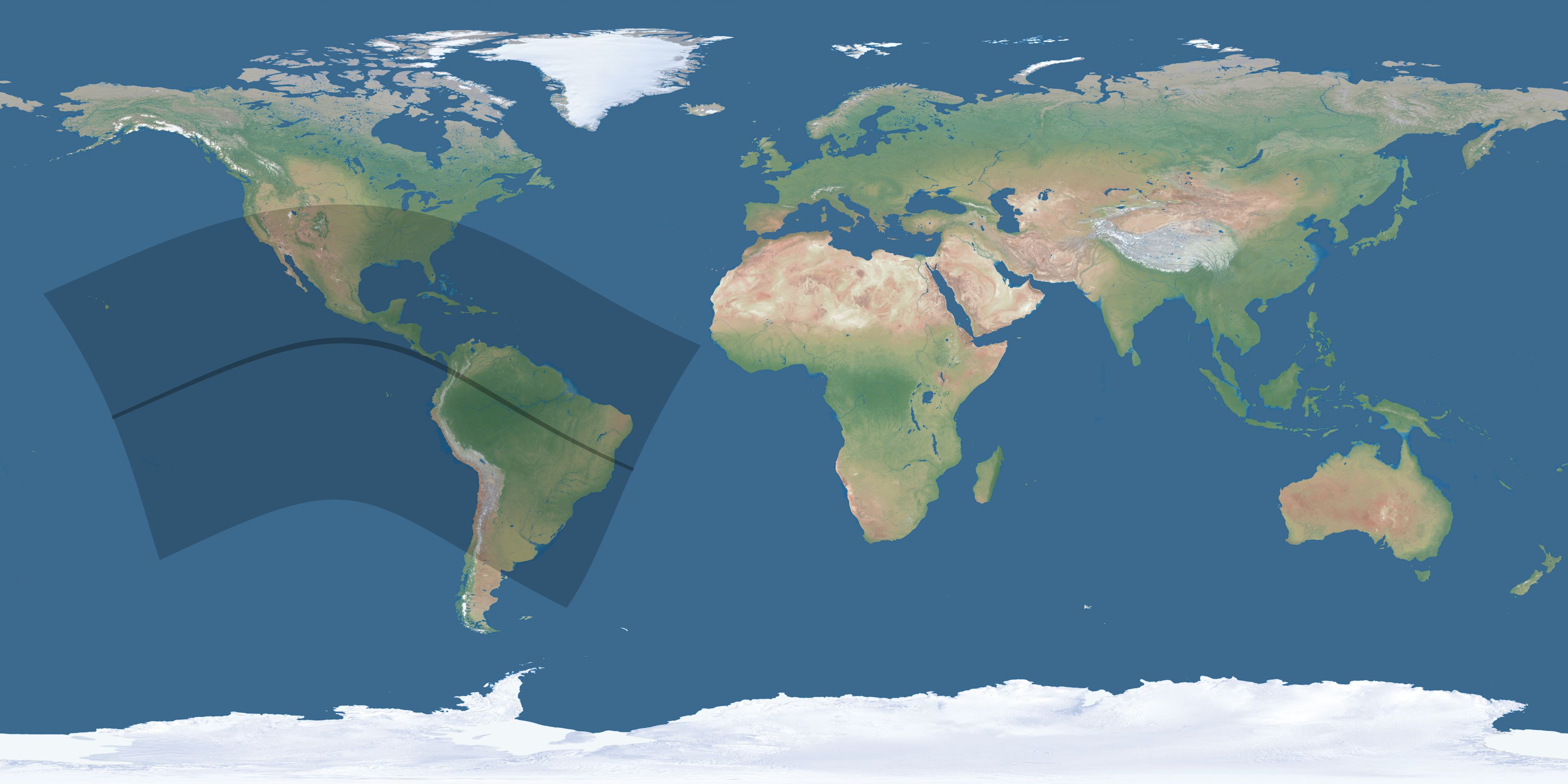 Map of the umbra and penumbra path of the solar eclipse of 06/22/2476